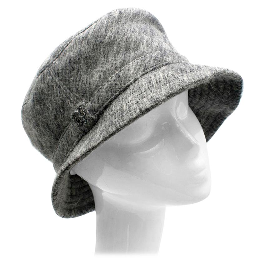 Philip Treacy Grey Wool Blend Bucket Hat  For Sale