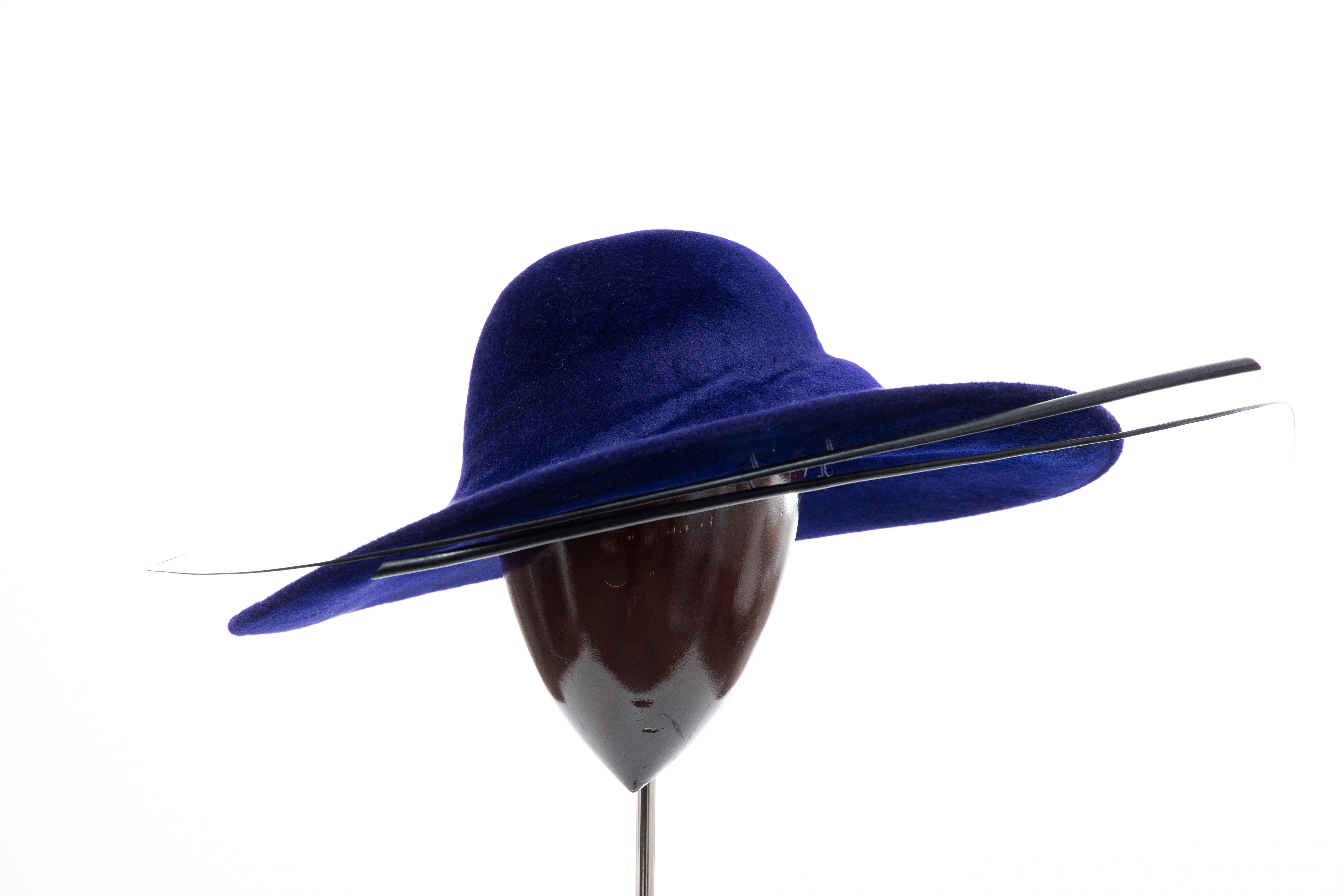 Purple Philip Treacy Indigo Wool Felt Hat