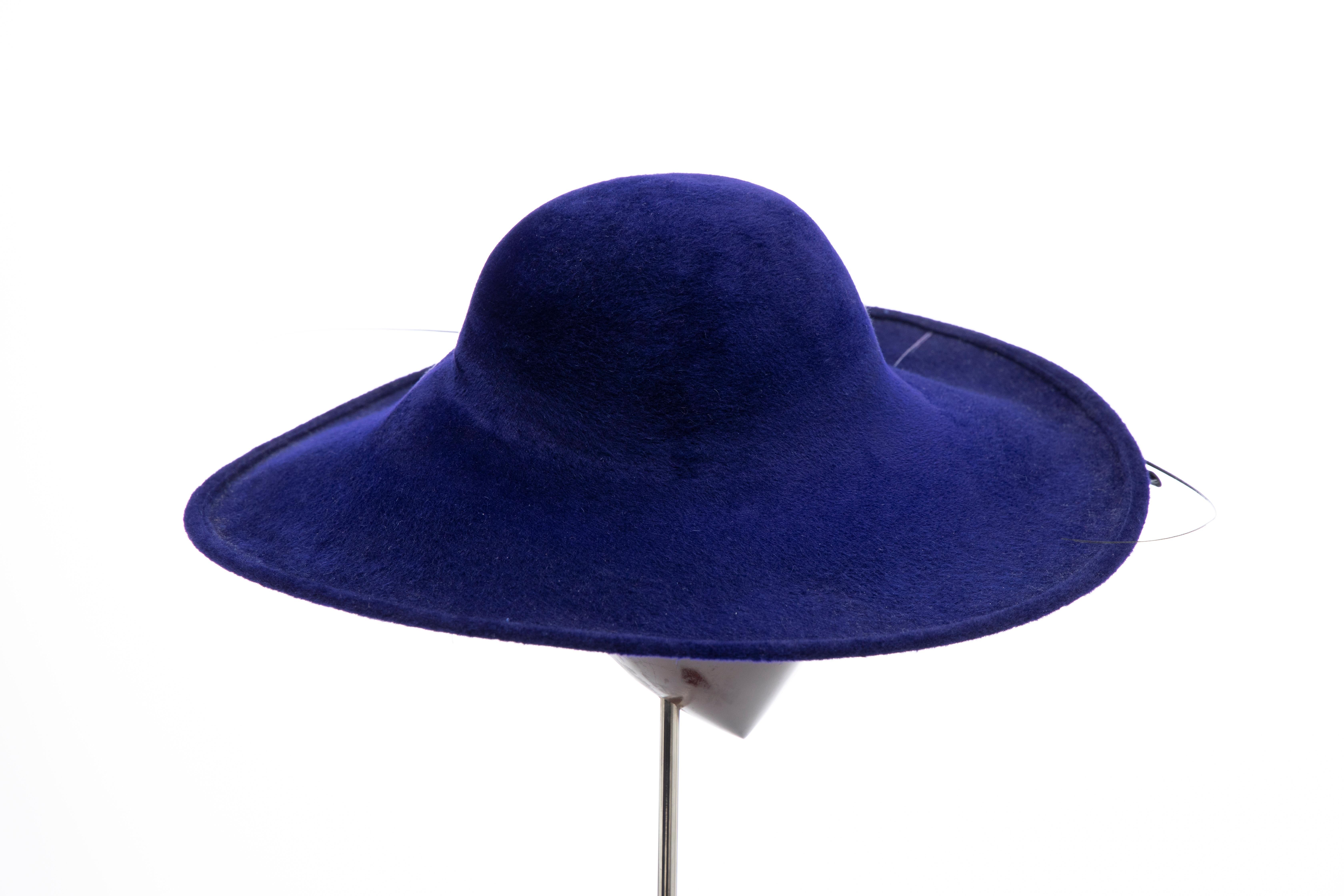 Philip Treacy Indigo Wool Felt Hat 1