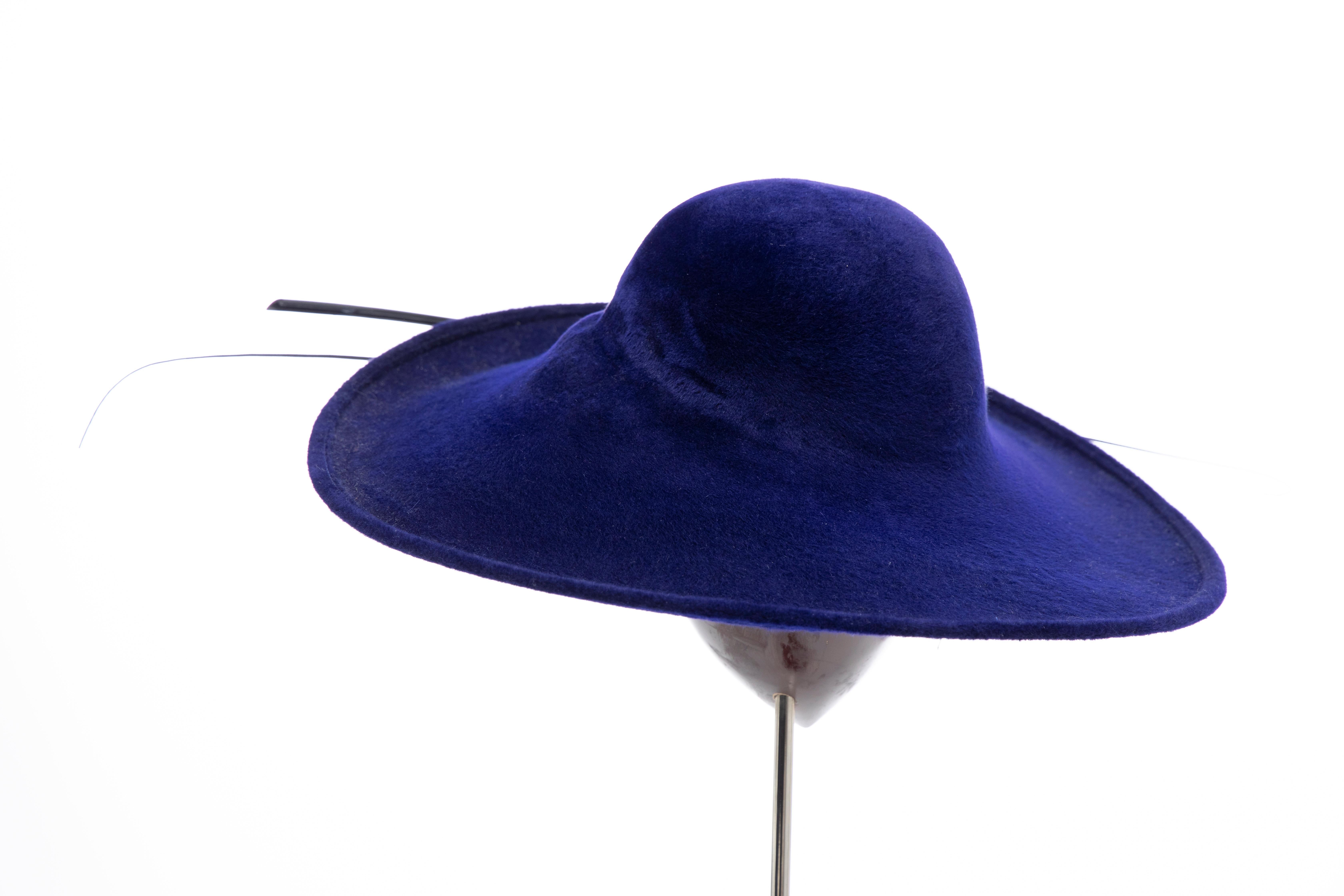 Philip Treacy Indigo Wool Felt Hat 2