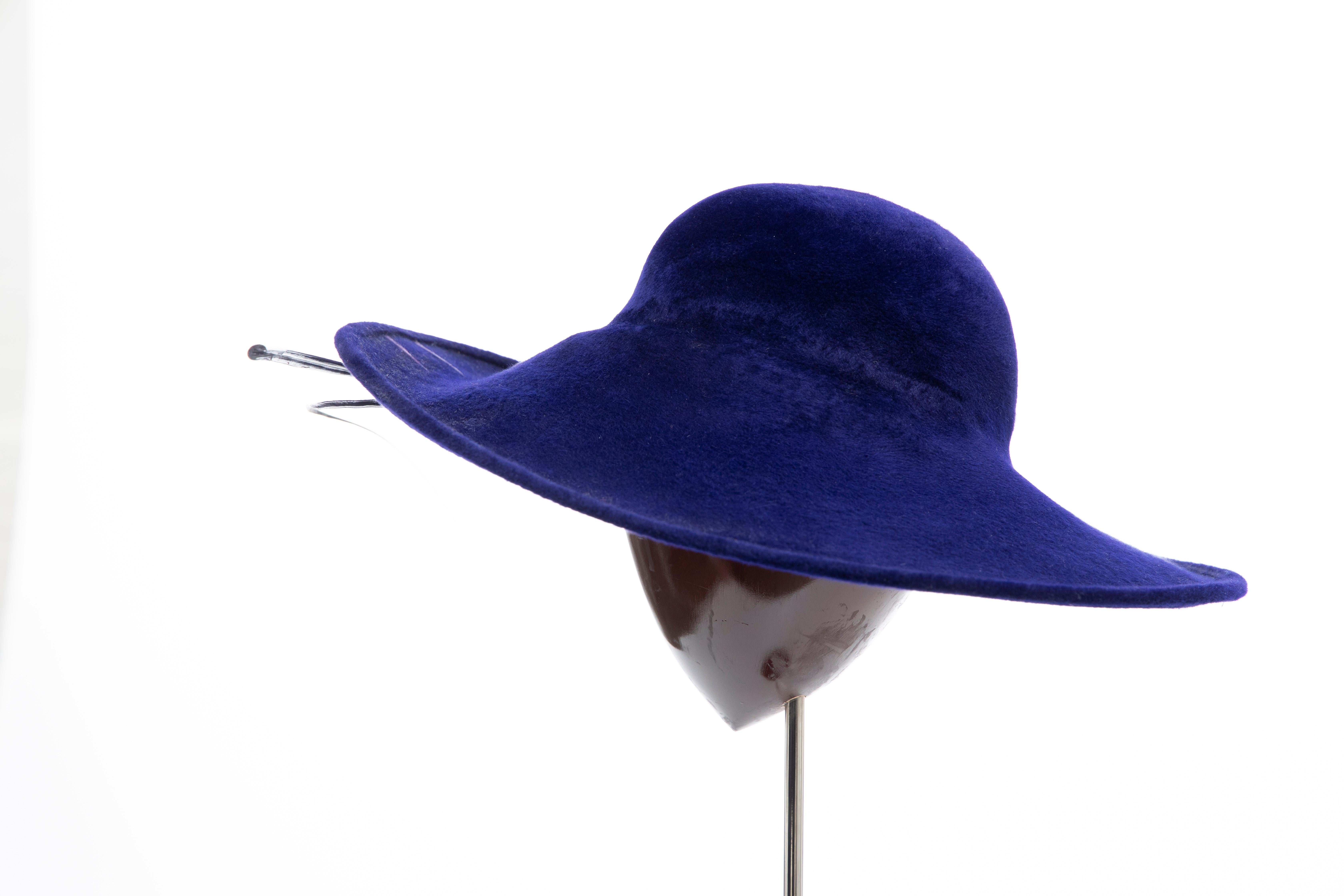 Philip Treacy Indigo Wool Felt Hat 3