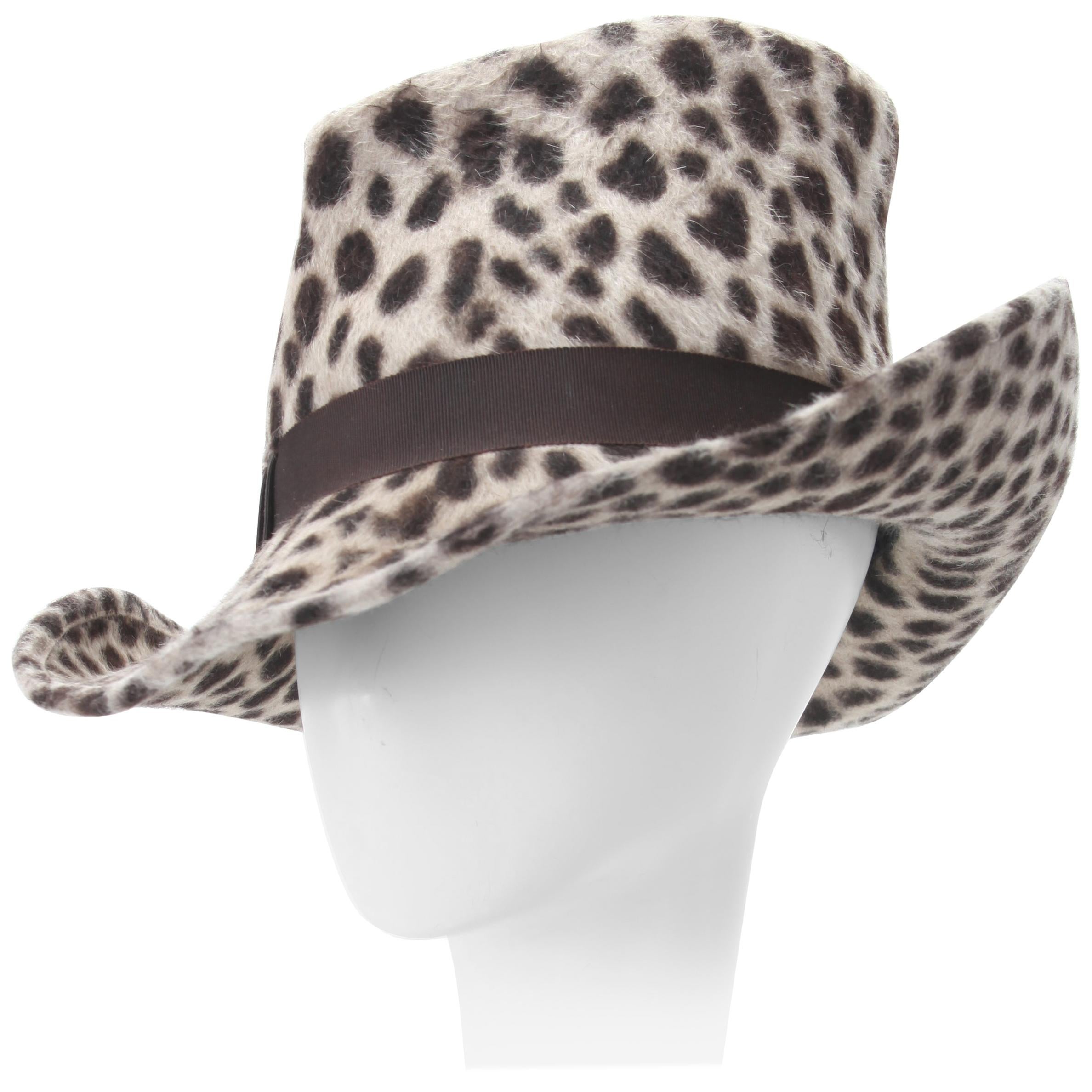 Philip Treacy Leopard Print Felt Fedora