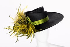 Philip Treacy London Bespoke Black Straw Feather Bouquet Hat, 2001