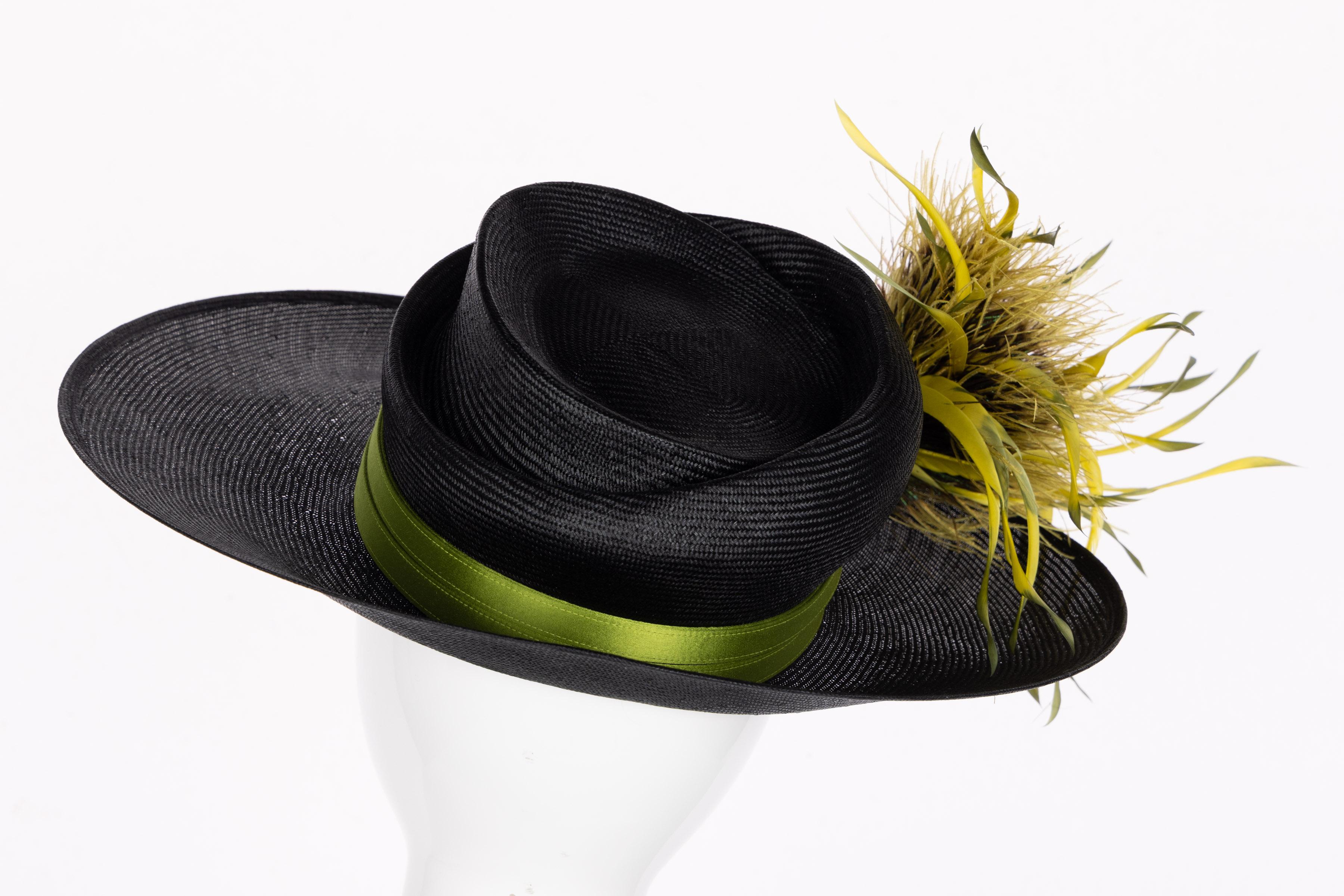 Women's Philip Treacy London Bespoke Black Straw Feather Bouquet Hat, 2001