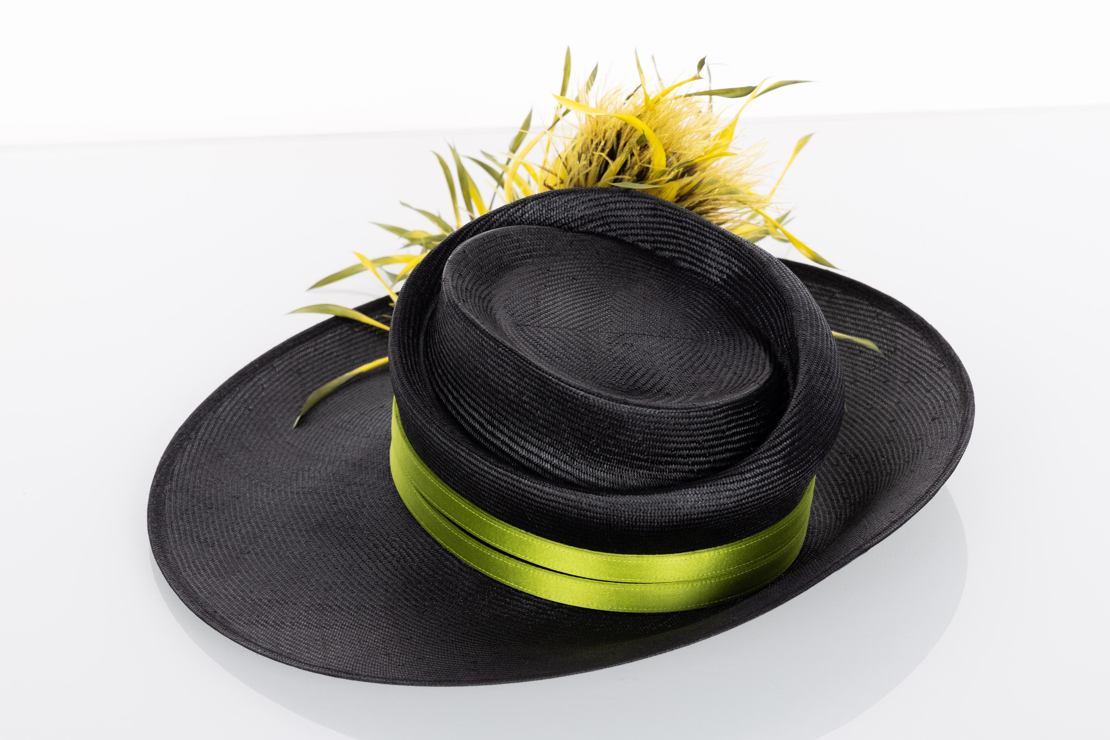 Philip Treacy London Bespoke Black Straw Feather Bouquet Hat, 2001 1