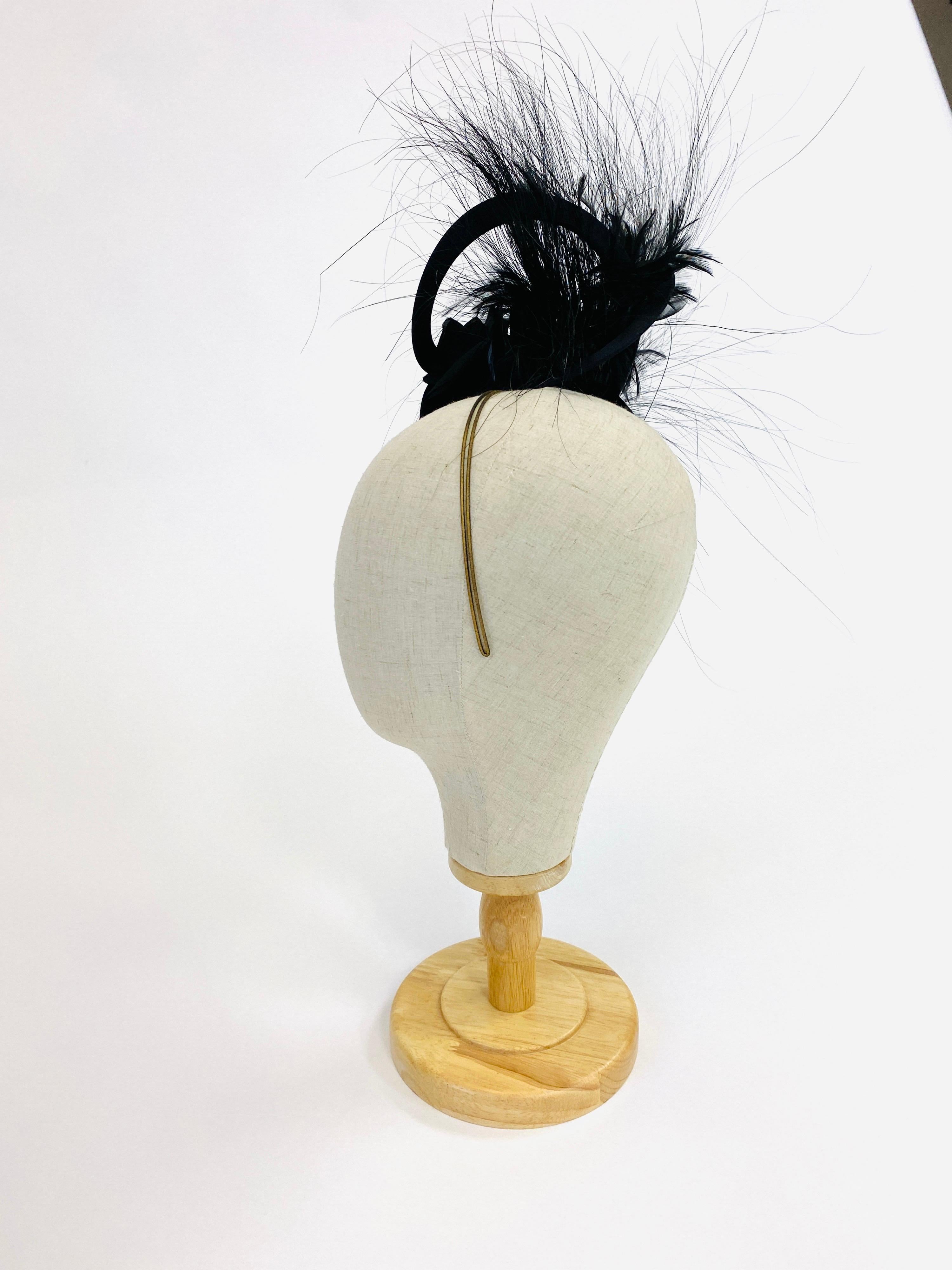Philip Treacy Navy and Black Feather Sculptural Fascinator 1