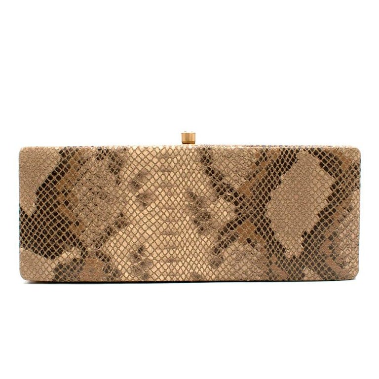 Philip Treacy Small Gold-Tone Snake Print Box Clutch  In New Condition In London, GB