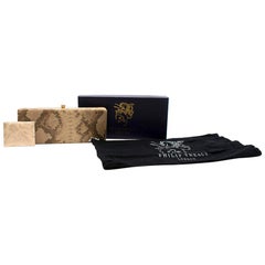 Philip Treacy Small Gold-Tone Snake Print Box Clutch