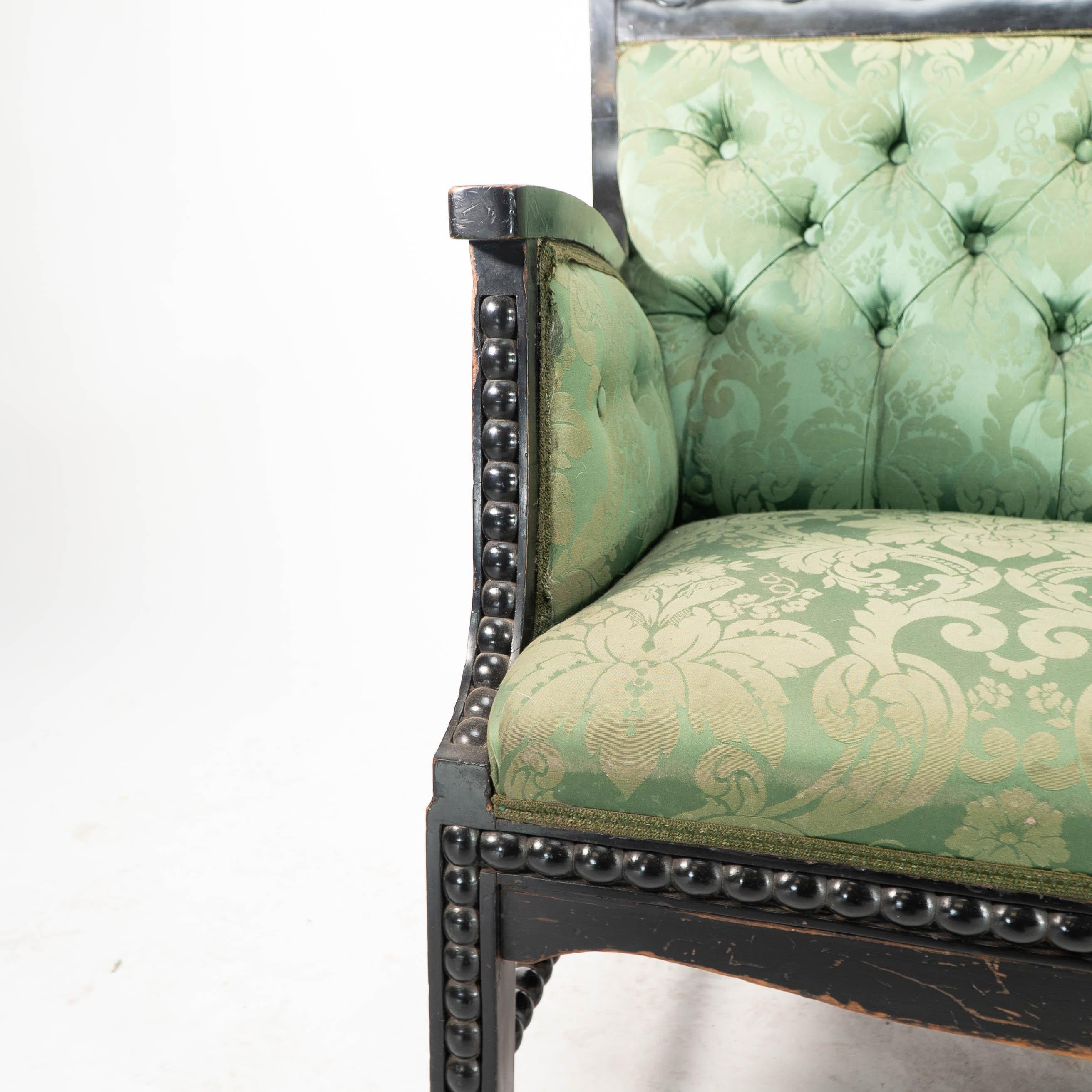 Mid-19th Century Philip Webb for Morris & Co. Aesthetic Movement Ebonised Settee with Bobbins For Sale