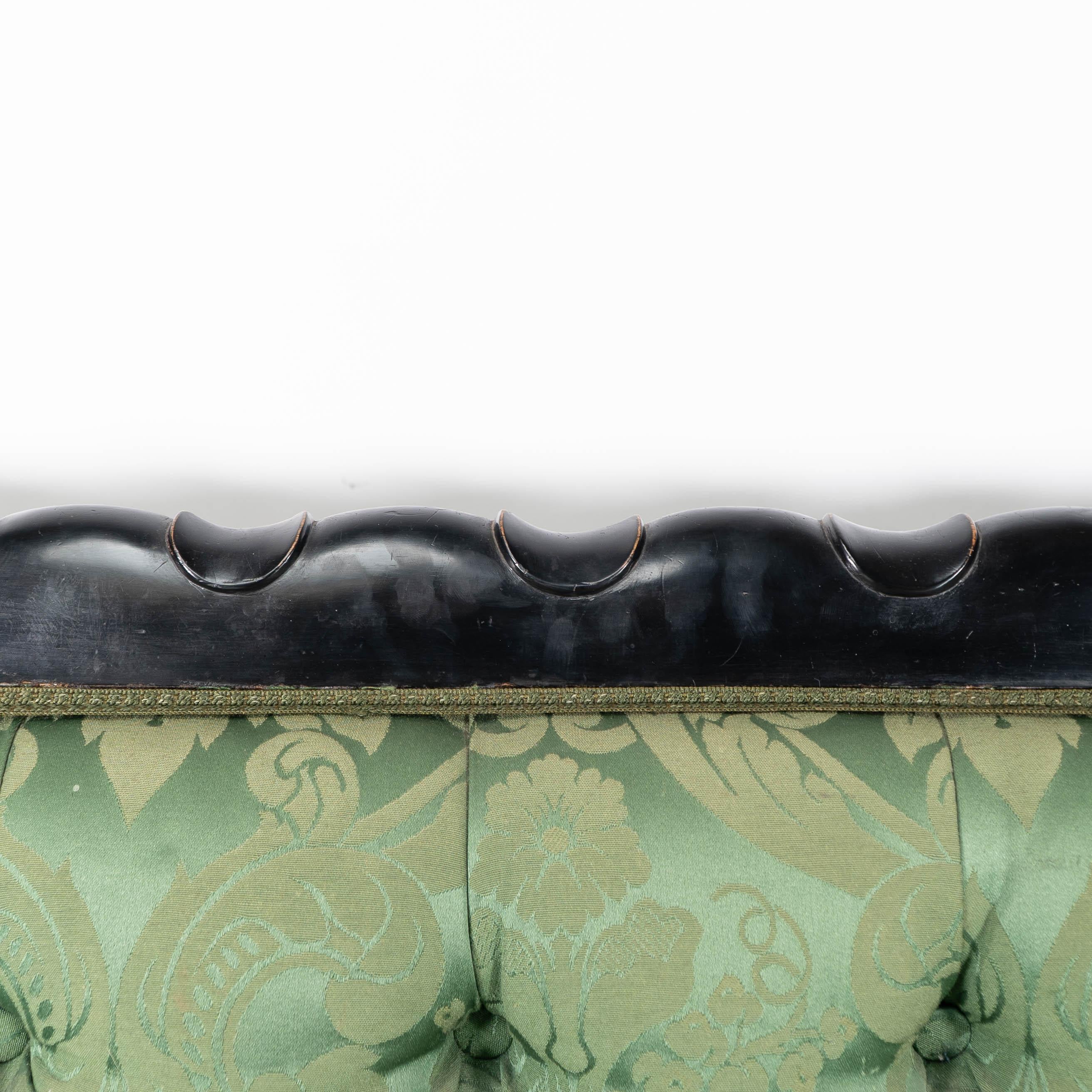 Philip Webb for Morris & Co. Aesthetic Movement Ebonised Settee with Bobbins For Sale 1