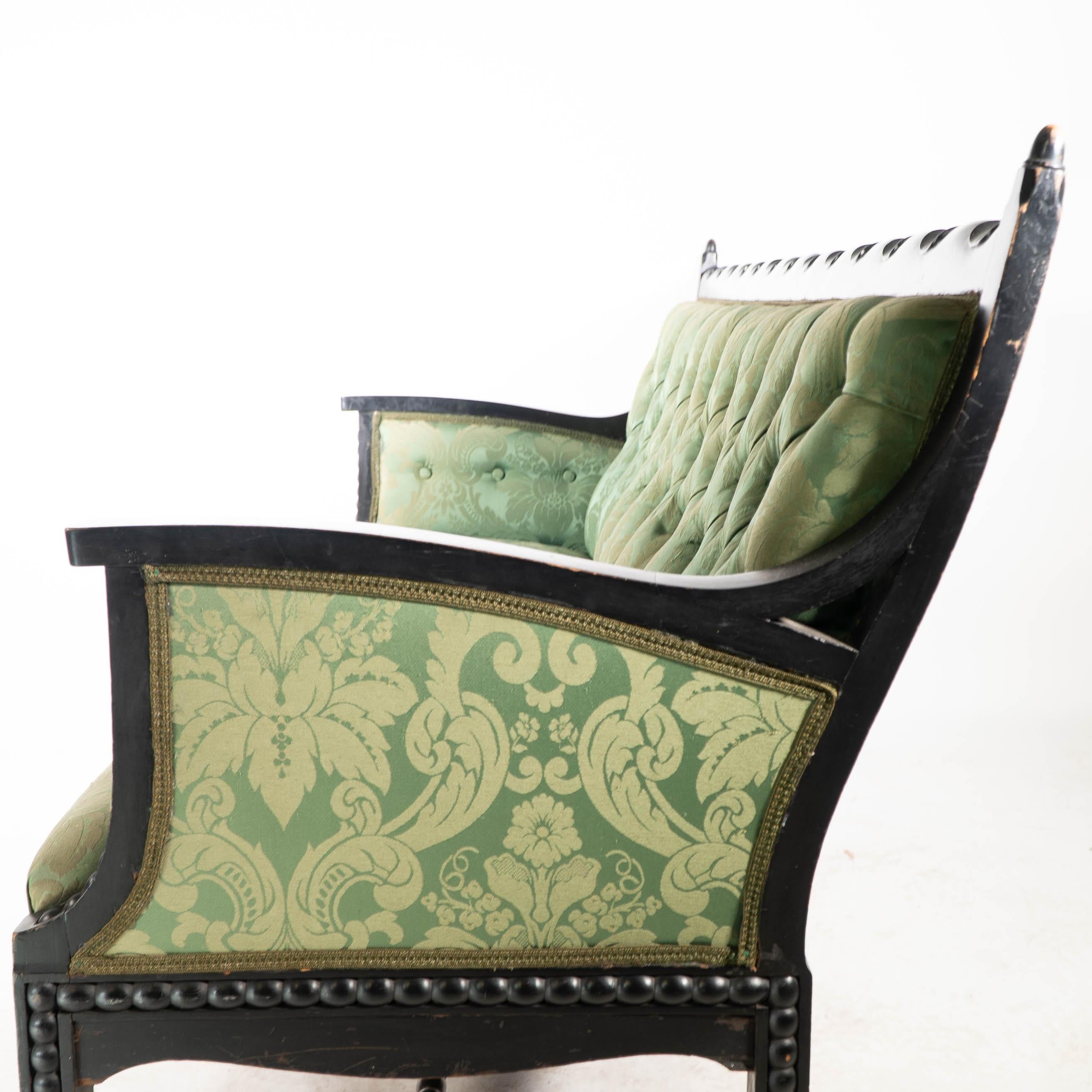 Philip Webb for Morris & Co. Aesthetic Movement Ebonised Settee with Bobbins For Sale 4