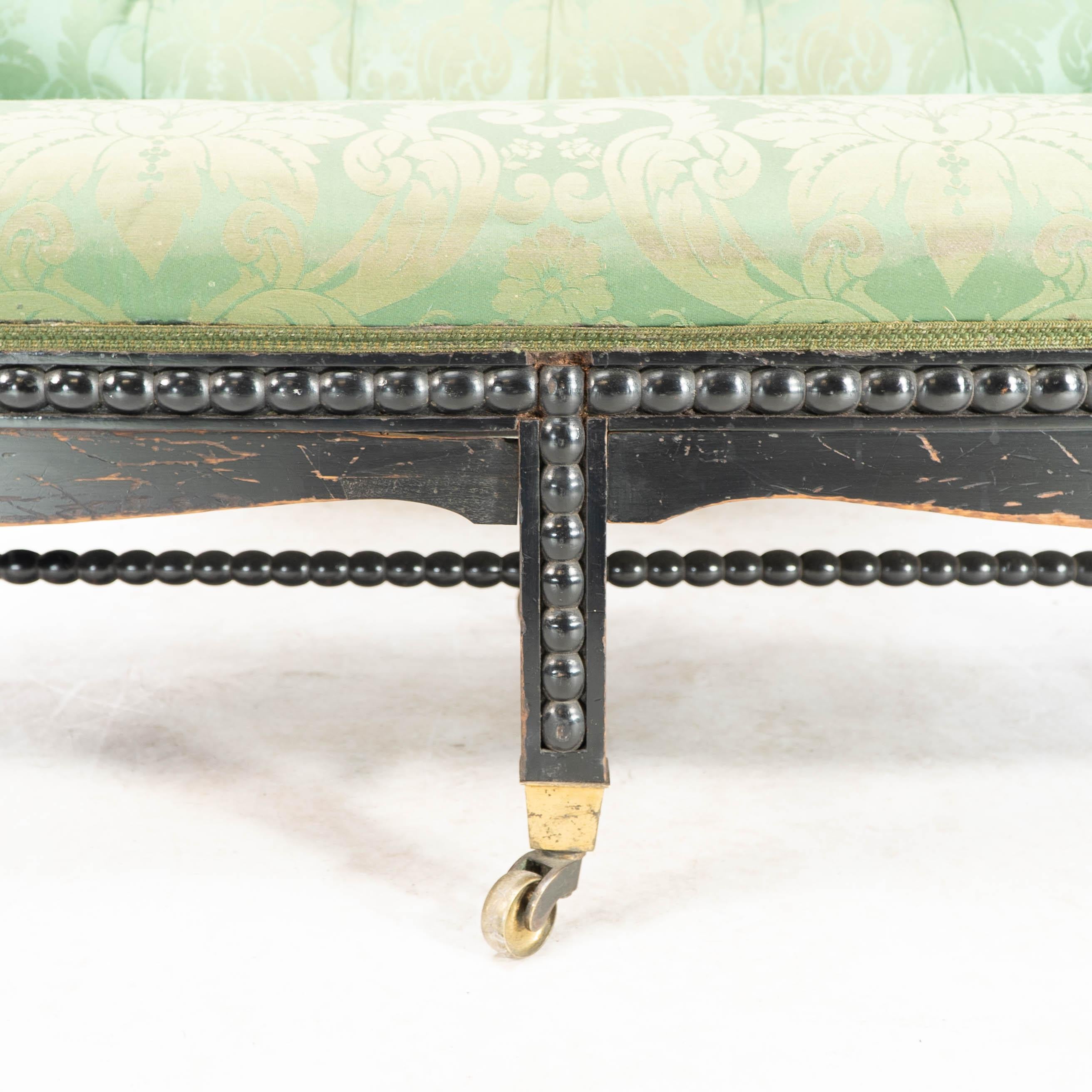 Philip Webb for Morris & Co. Aesthetic Movement Ebonised Settee with Bobbins For Sale 6