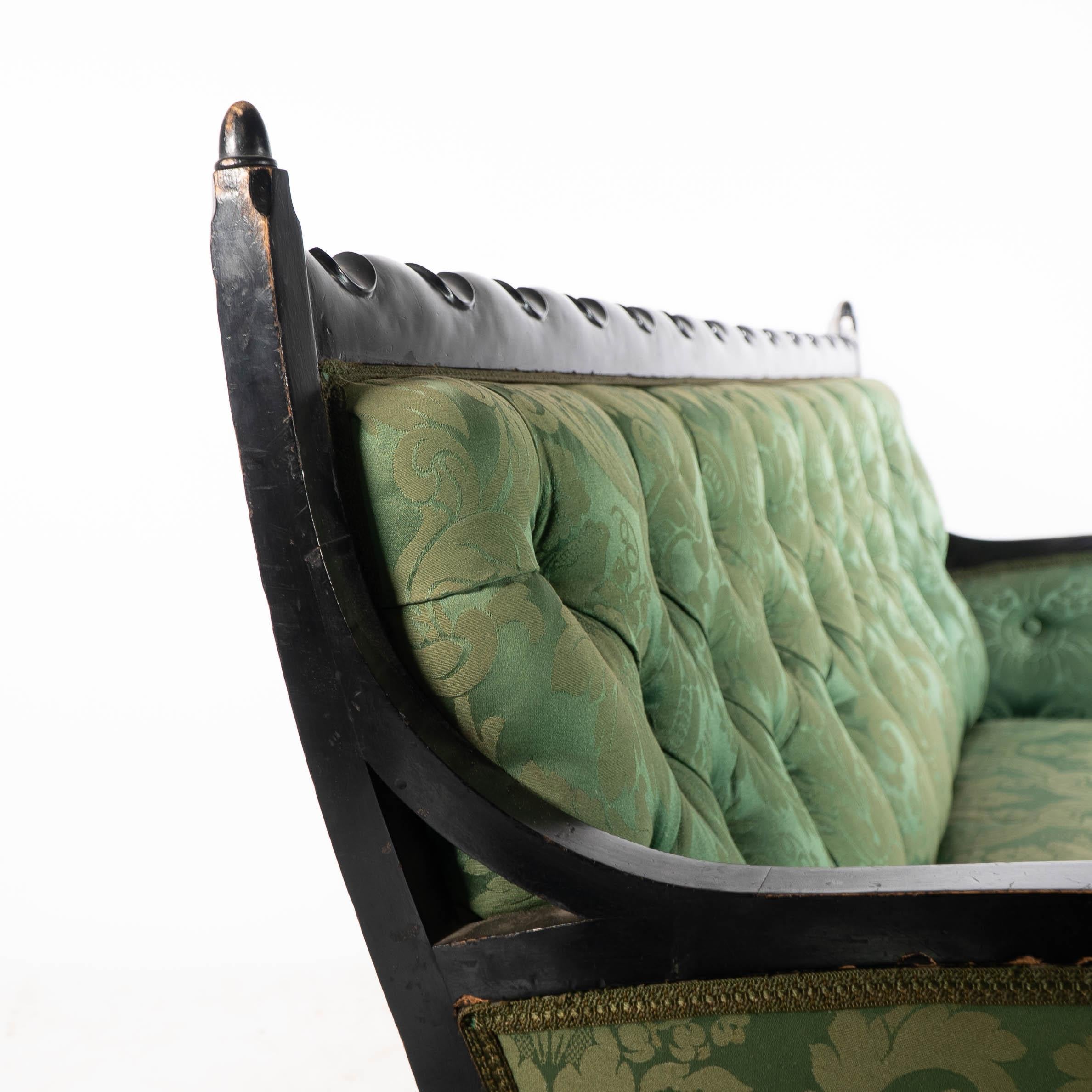 Hand-Crafted Philip Webb for Morris & Co. Aesthetic Movement Ebonised Settee with Bobbins For Sale