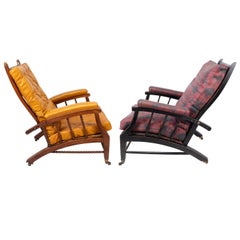 Philip Webb para Morris & Co. Dos sillones reclinables Aesthetic Movement.