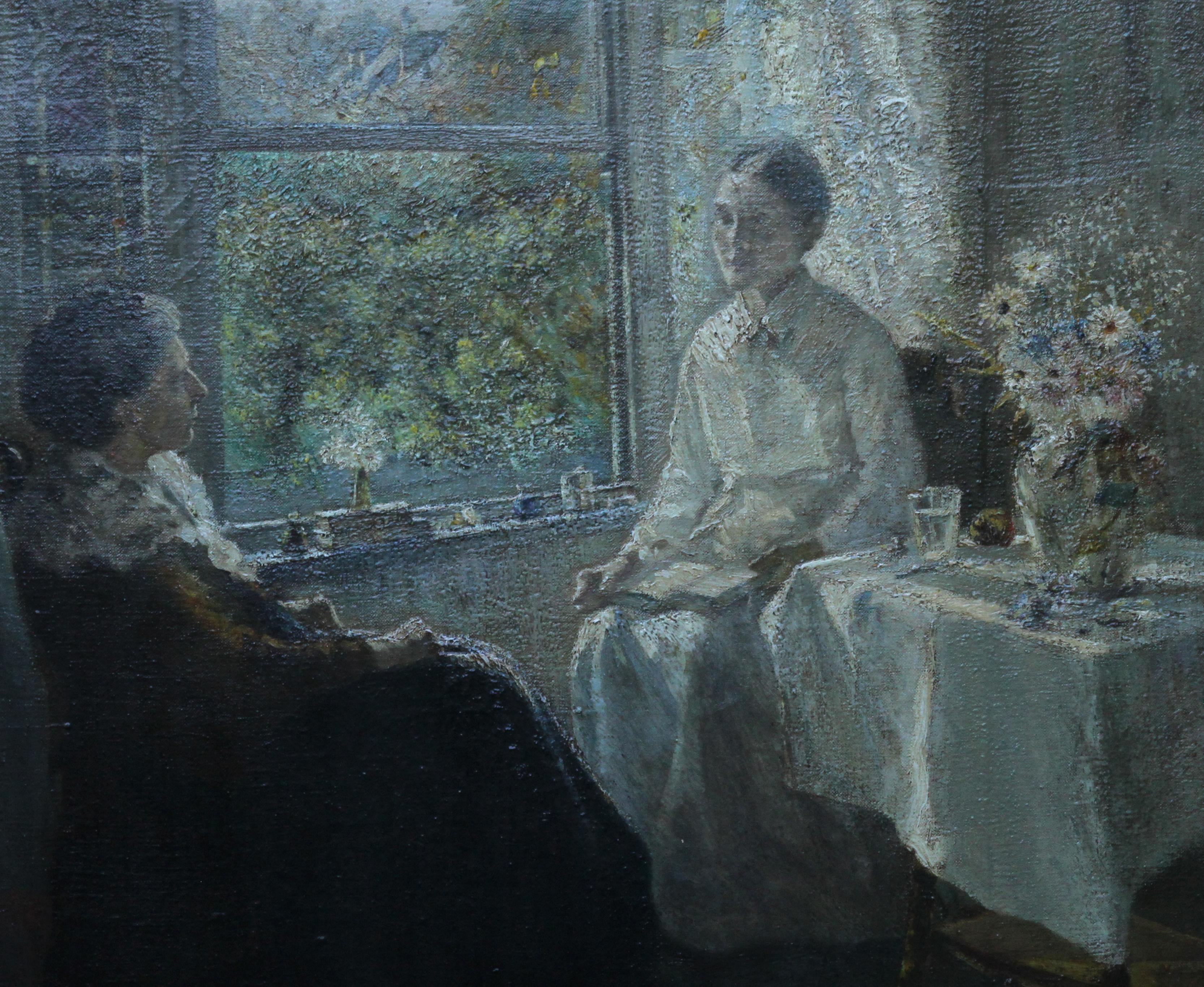 Tochter liest Mutter zu Mutter – britisches impressionistisches Porträt-Ölgemälde, 1900 (Impressionismus), Painting, von Philip Wilson Steer