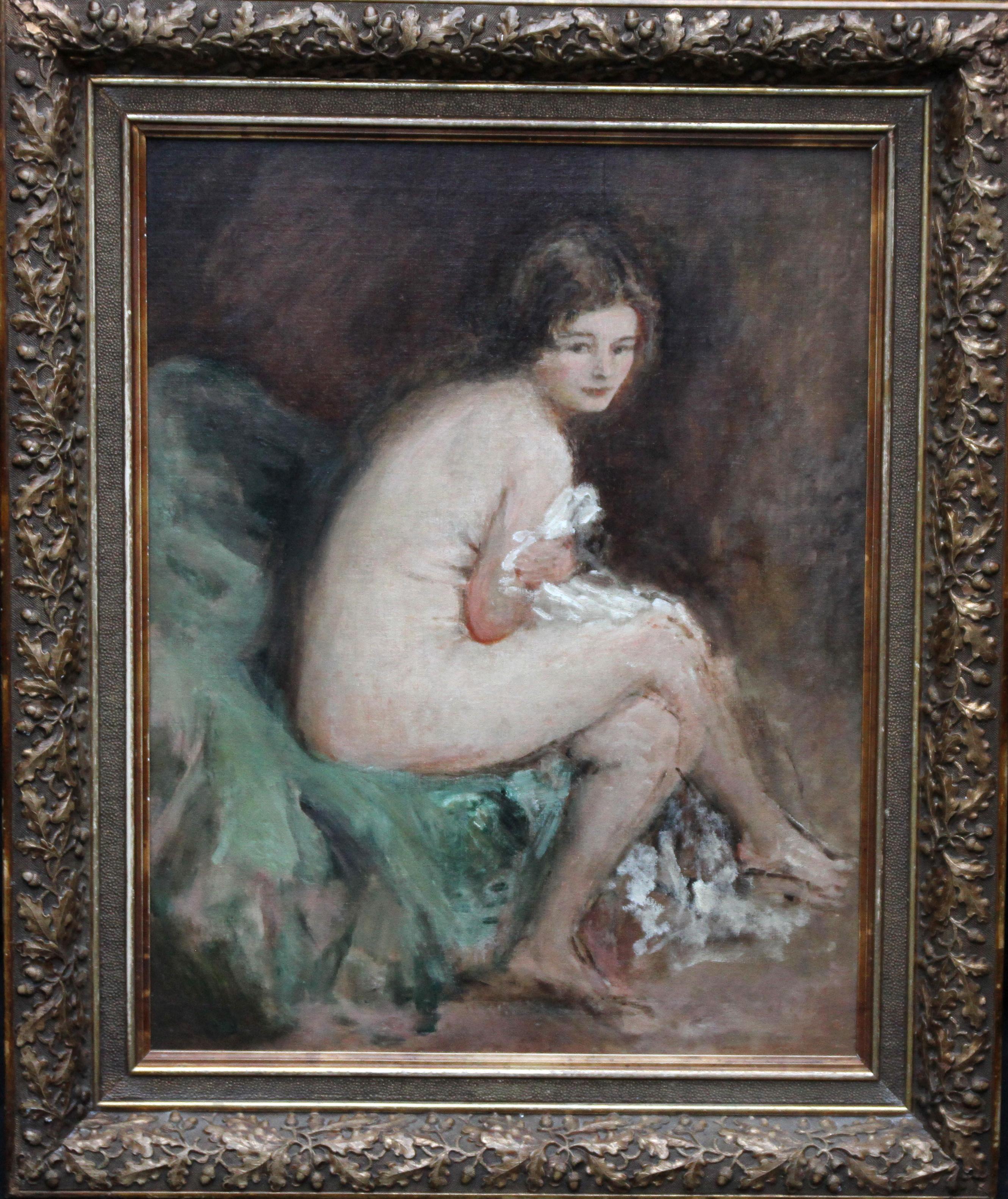 Nude Female Portrait - Susannah - British 20's Impressionist art oil painting For Sale 7