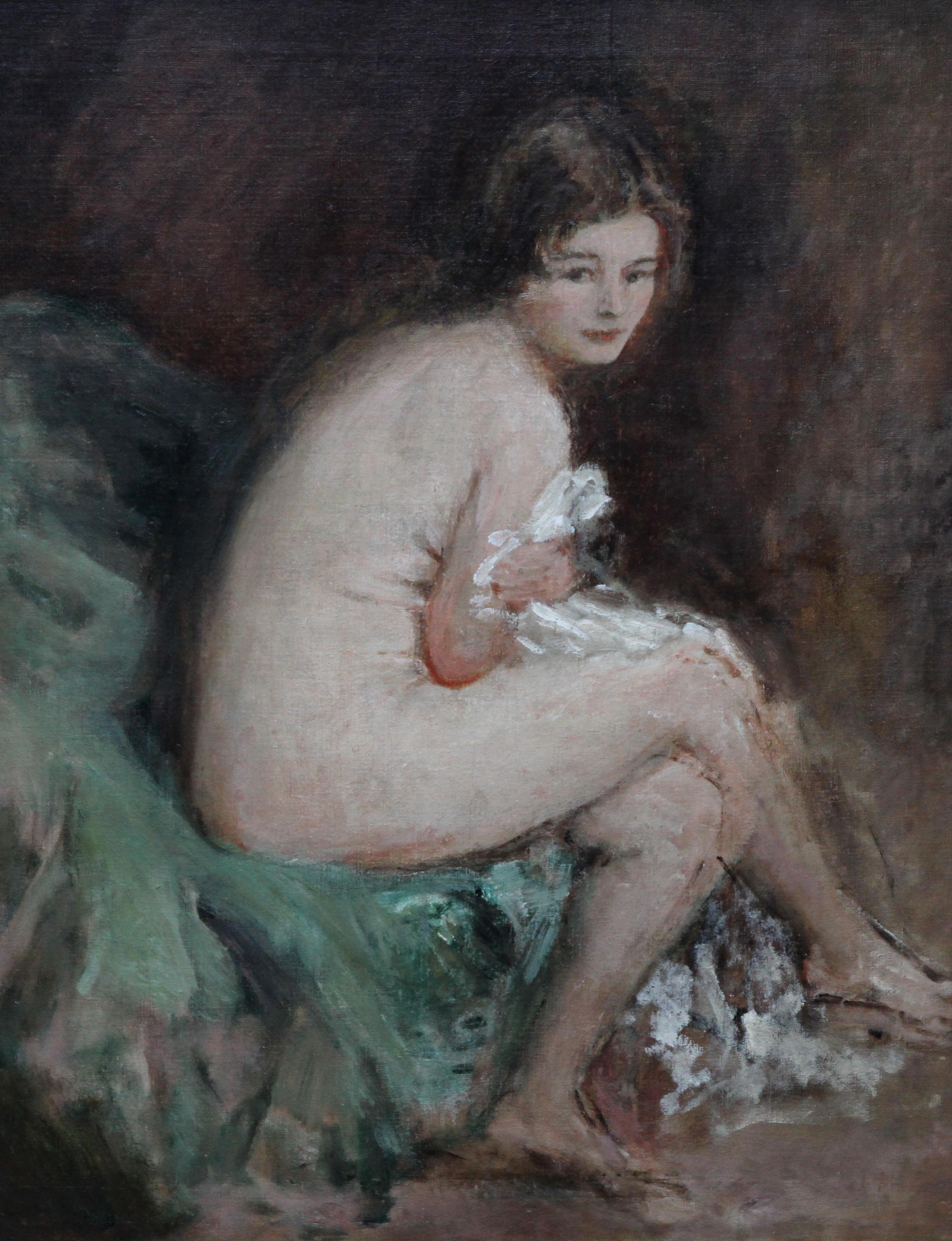 Nude Female Portrait - Susannah - British 20's Impressionist art oil painting - Painting by Philip Wilson Steer