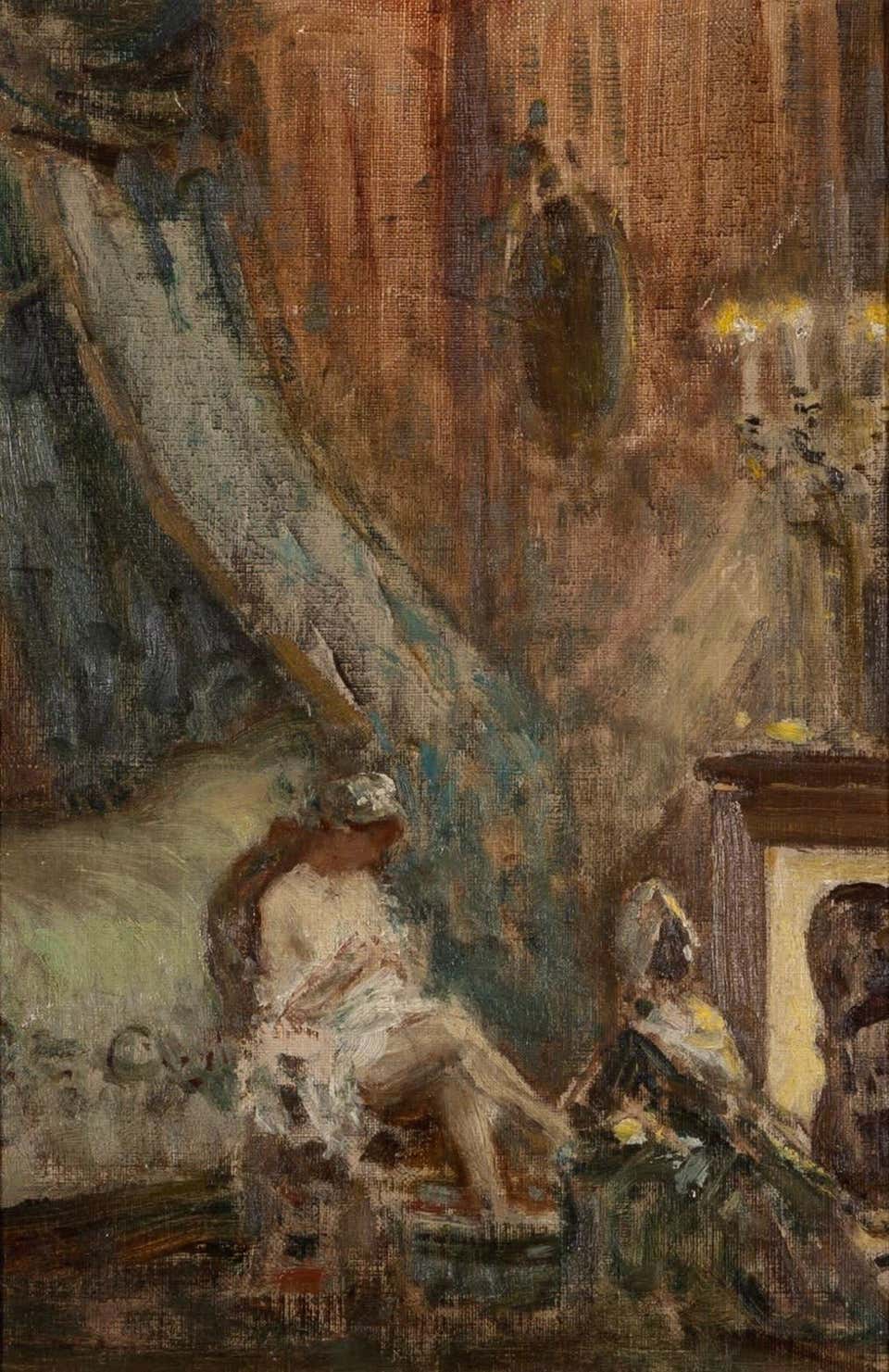 Woman in Interior (Washing by the Fireplace) by Philip Wilson Steer, 1895 Circa