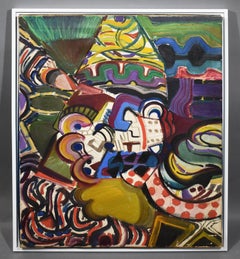 Vintage seltenes abstraktes expressionistisches Original-Ölgemälde:: "Haus des Mars 1964"