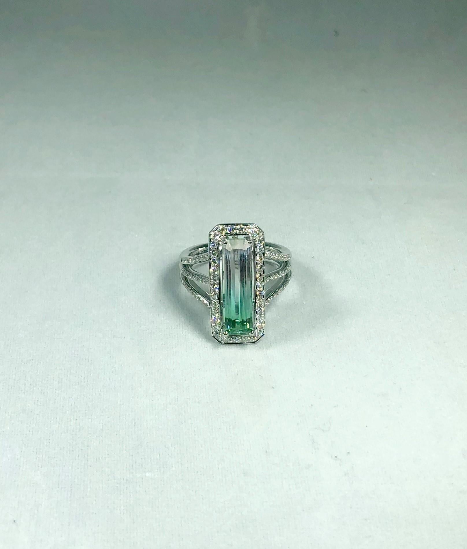 Modern Philip Zahm 18 Karat 3.64 Carat Bi-Color Tourmaline Diamond Dinner Ring