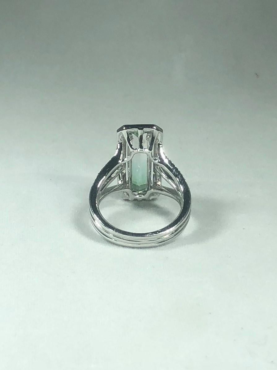 Emerald Cut Philip Zahm 18 Karat 3.64 Carat Bi-Color Tourmaline Diamond Dinner Ring