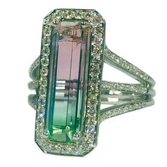 Philip Zahm 18 Karat 3.64 Carat Bi-Color Tourmaline Diamond Dinner Ring