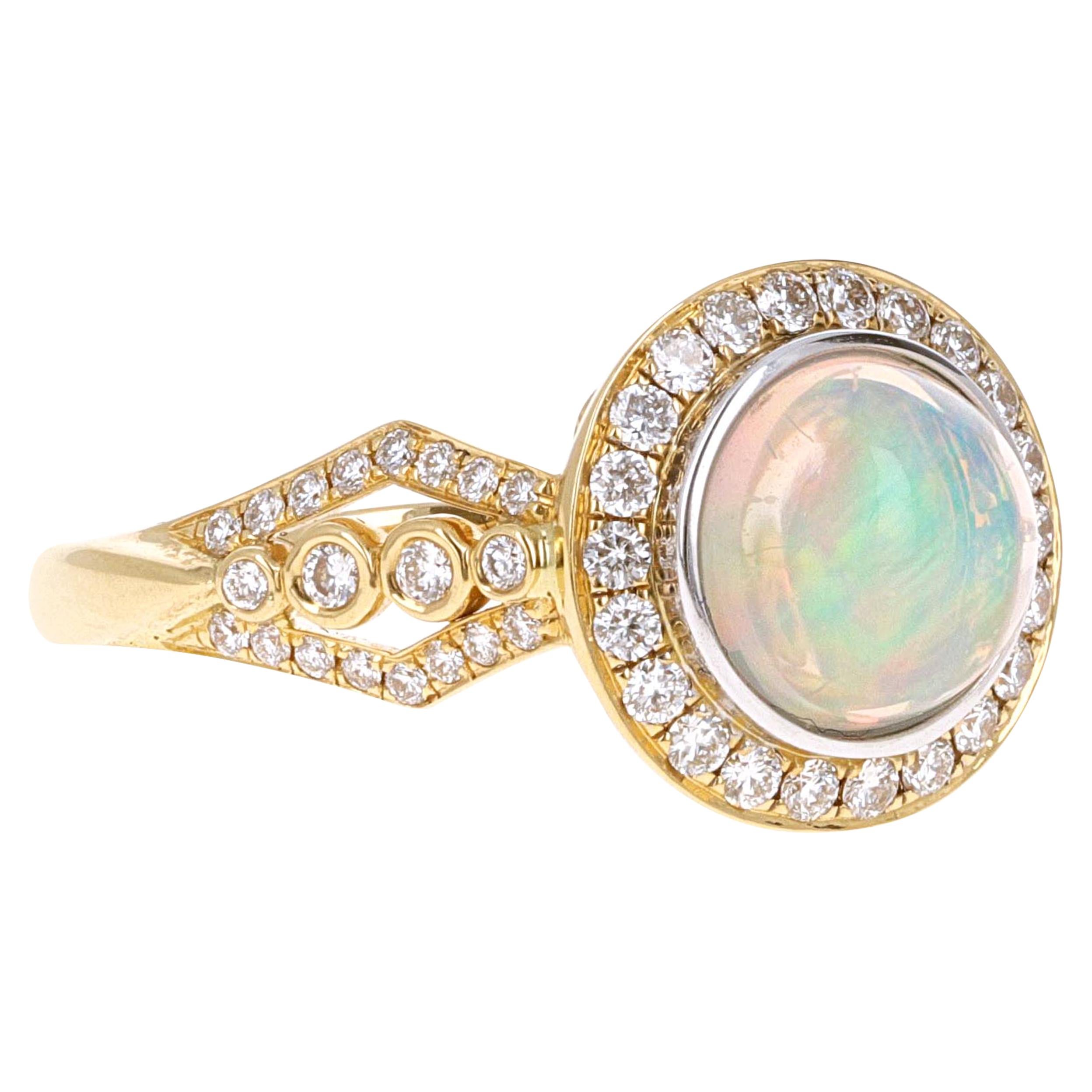 Philip Zahm Designs, 2.16 Carat Fire Opal and Diamond Cocktail Ring
