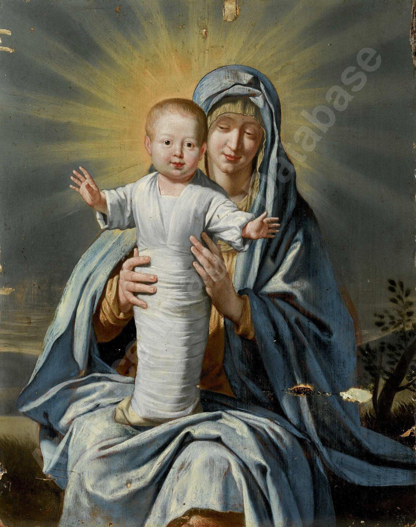Follower of Philippe de CHAMPAIGNE (1602-1674), Madonna with Child, oil /canvas For Sale 11