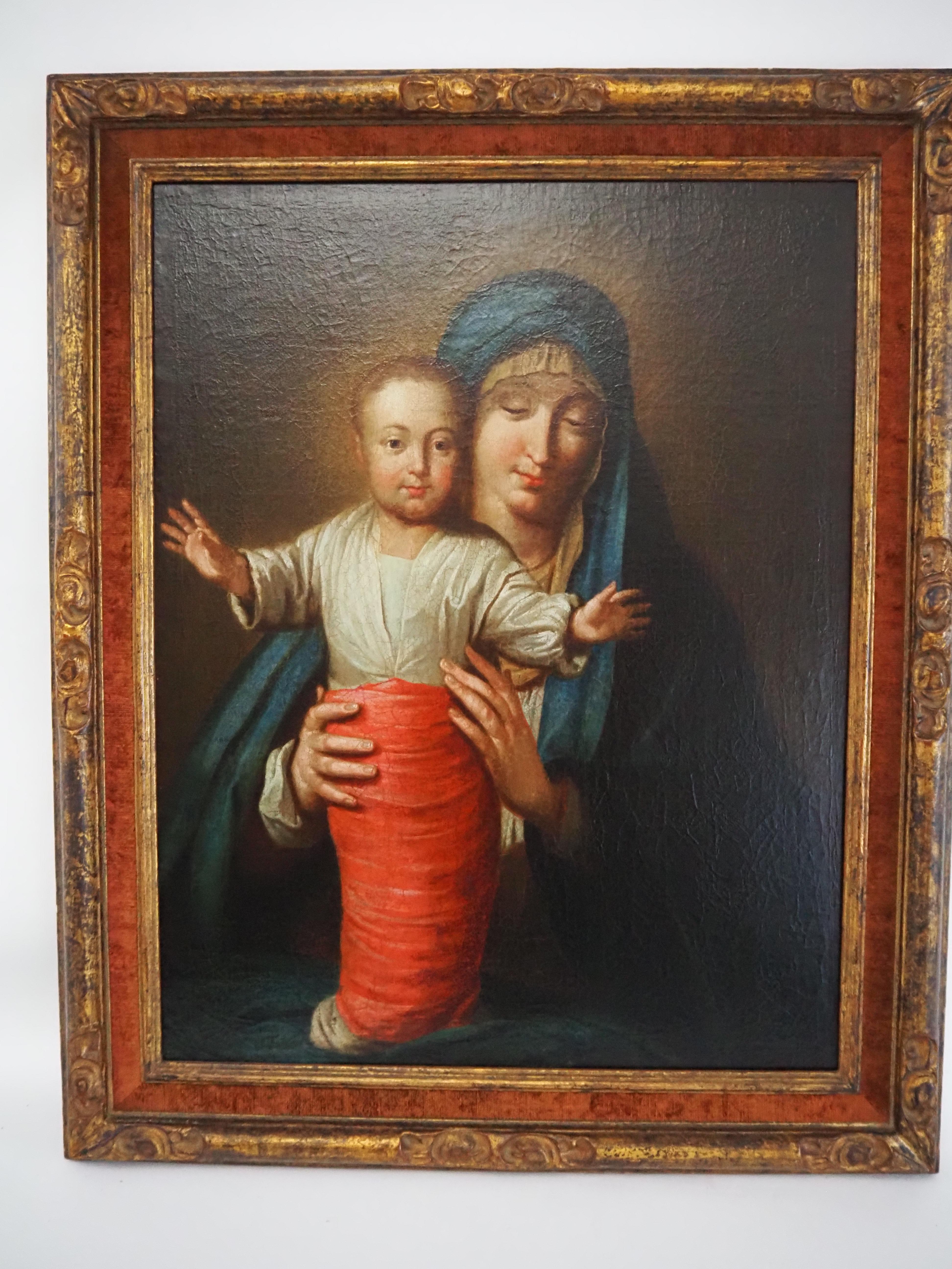 Follower of Philippe de CHAMPAIGNE (1602-1674), Madonna with Child, oil /canvas - Painting by Philipe de Champaigne