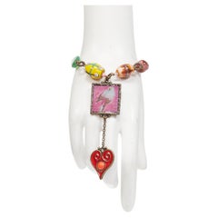 PHILIPE FERRANDIS colorful charms bird resin frame chain bracelet