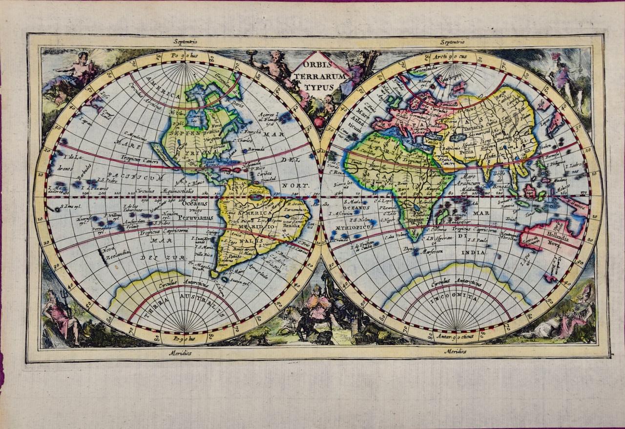 World Map with CA as an Island: A 17th C. Hand-colored Map by Cluver 
