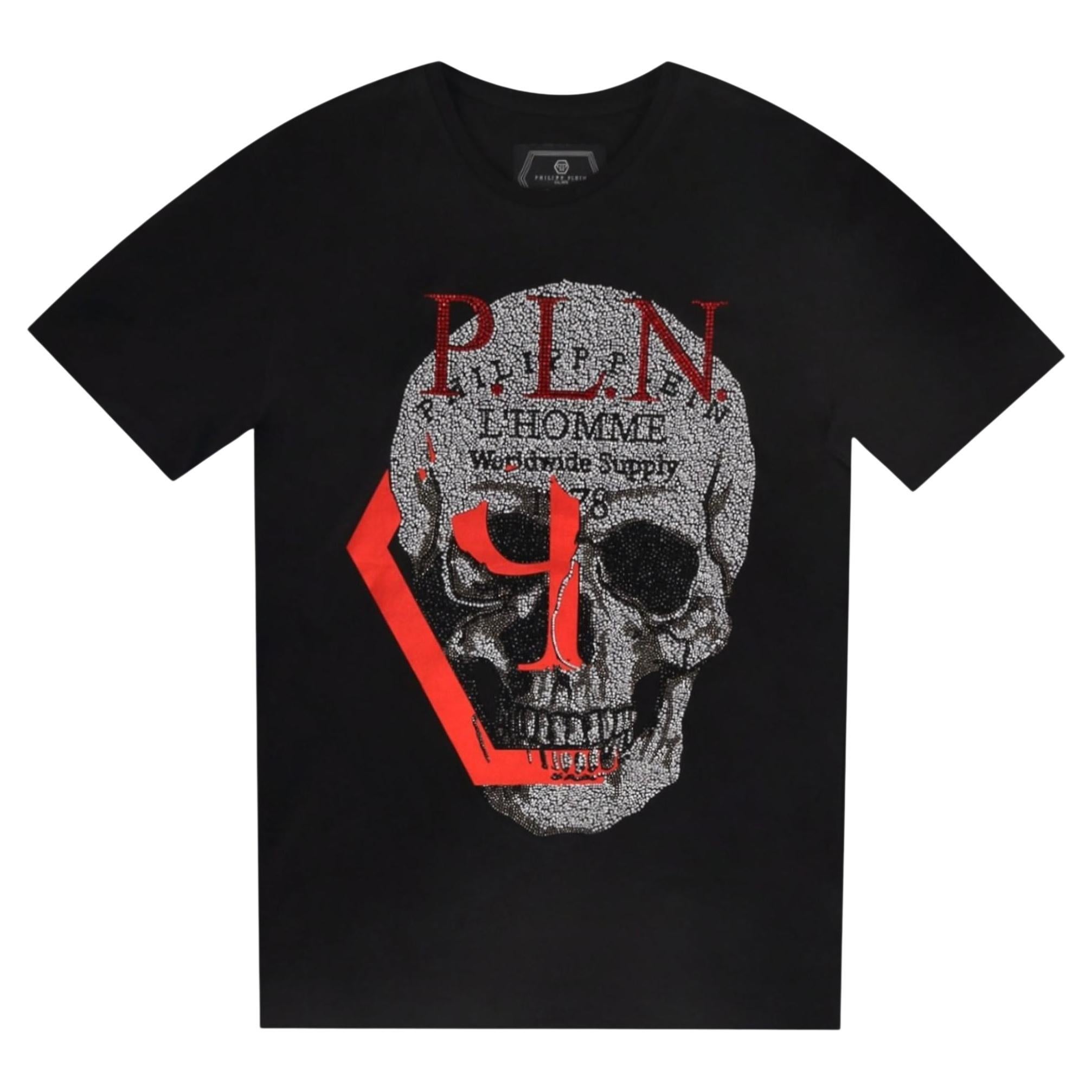 Philipp Crystal Skull Cotton T-Shirt For Sale