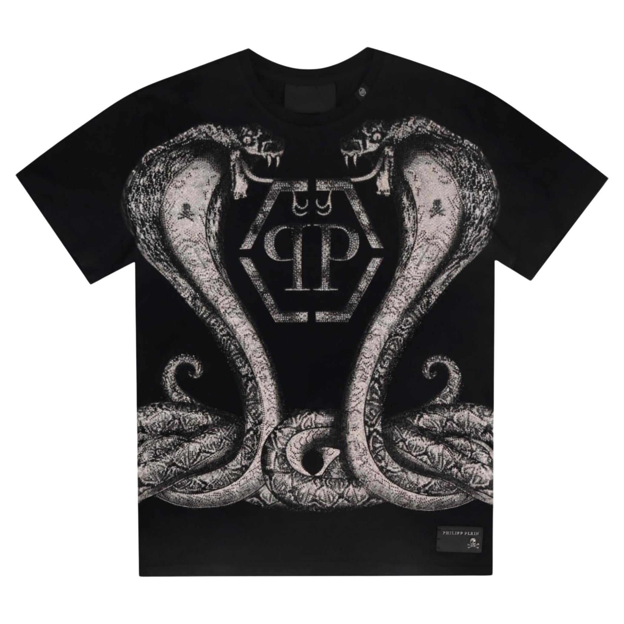 Philipp Gotta T-Shirt aus Baumwolle mit Kristallverzierung und Schlangenkristallverzierung im Angebot