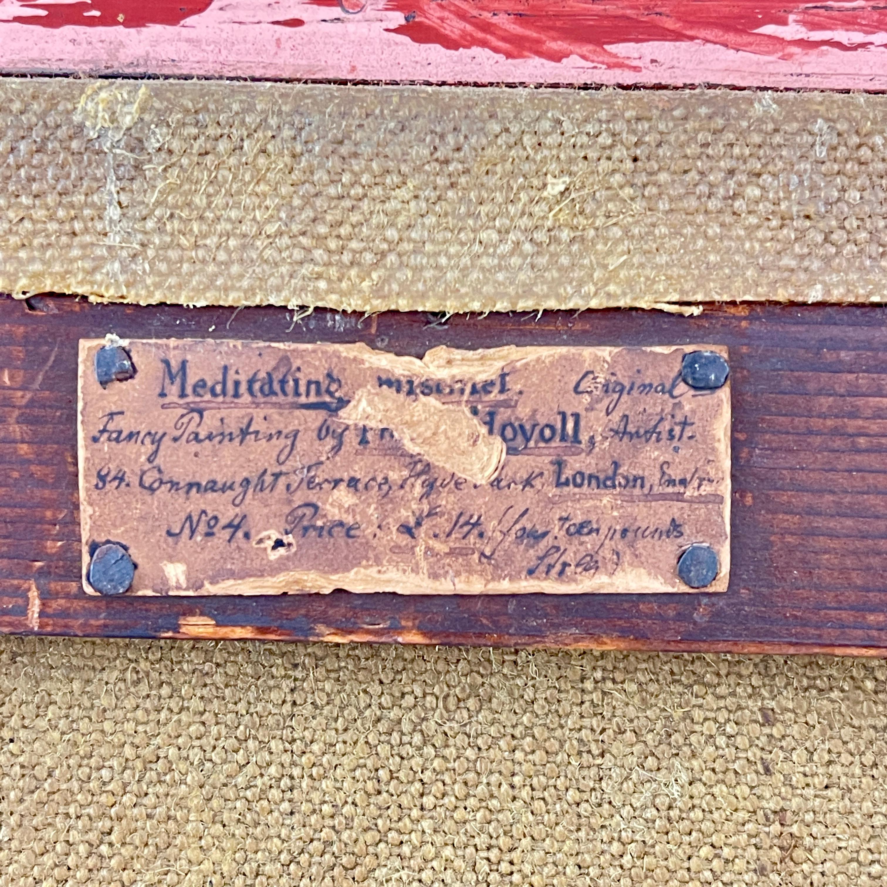 Philipp Hoyall Cromolitografía pintada al óleo, Meditando travesuras en venta 2