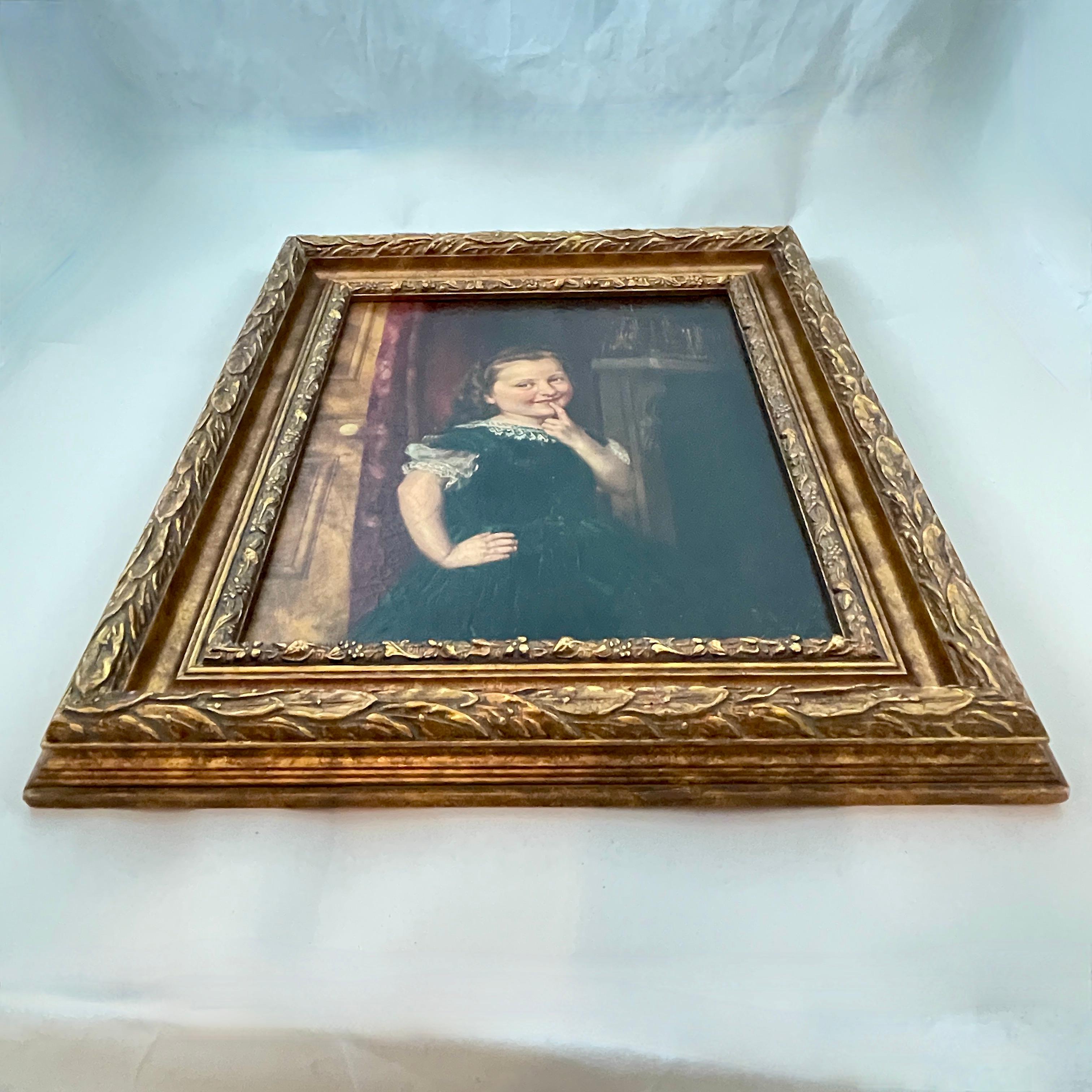 Philipp Hoyall Cromolitografía pintada al óleo, Meditando travesuras siglo XIX en venta