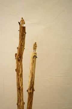 Communication - Wood sculpture, figurative sculpture, wood carving