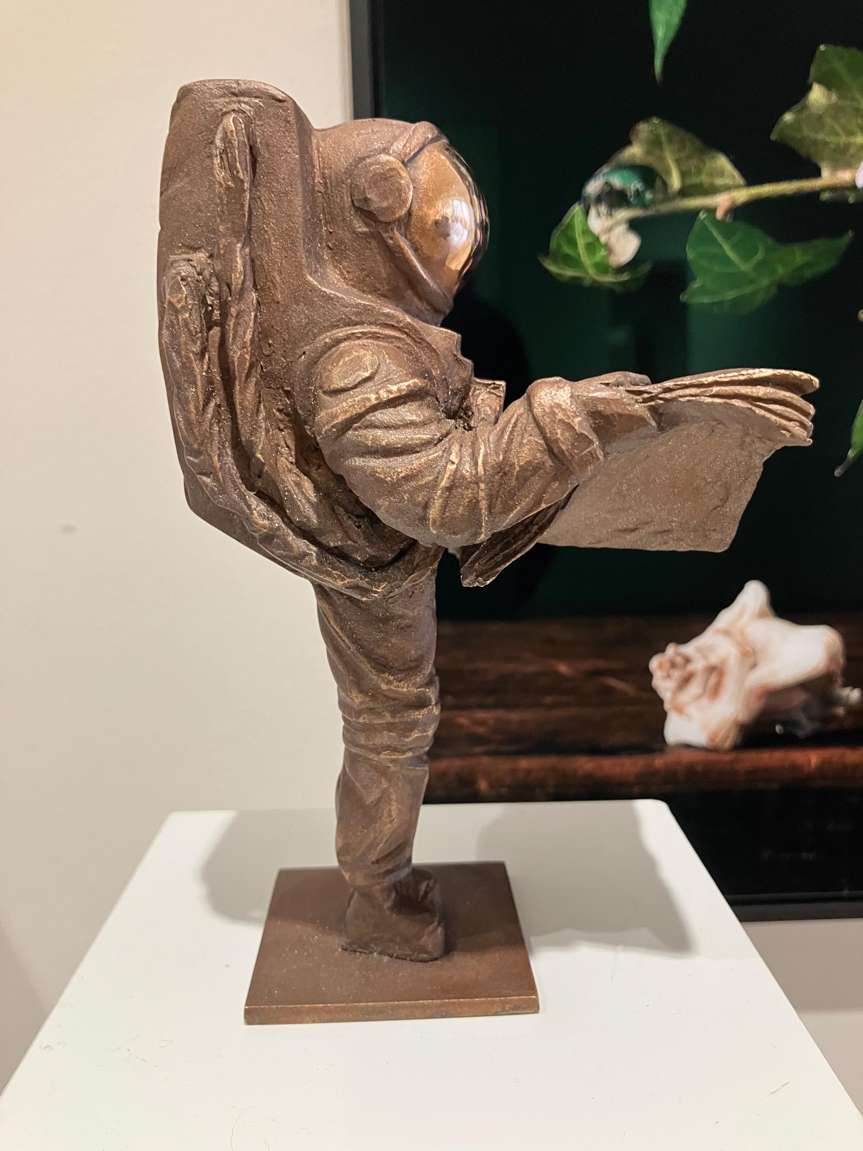 ''News from Earth'' Bronze Sculpture of Astronaut with a Newspaper For Sale 1