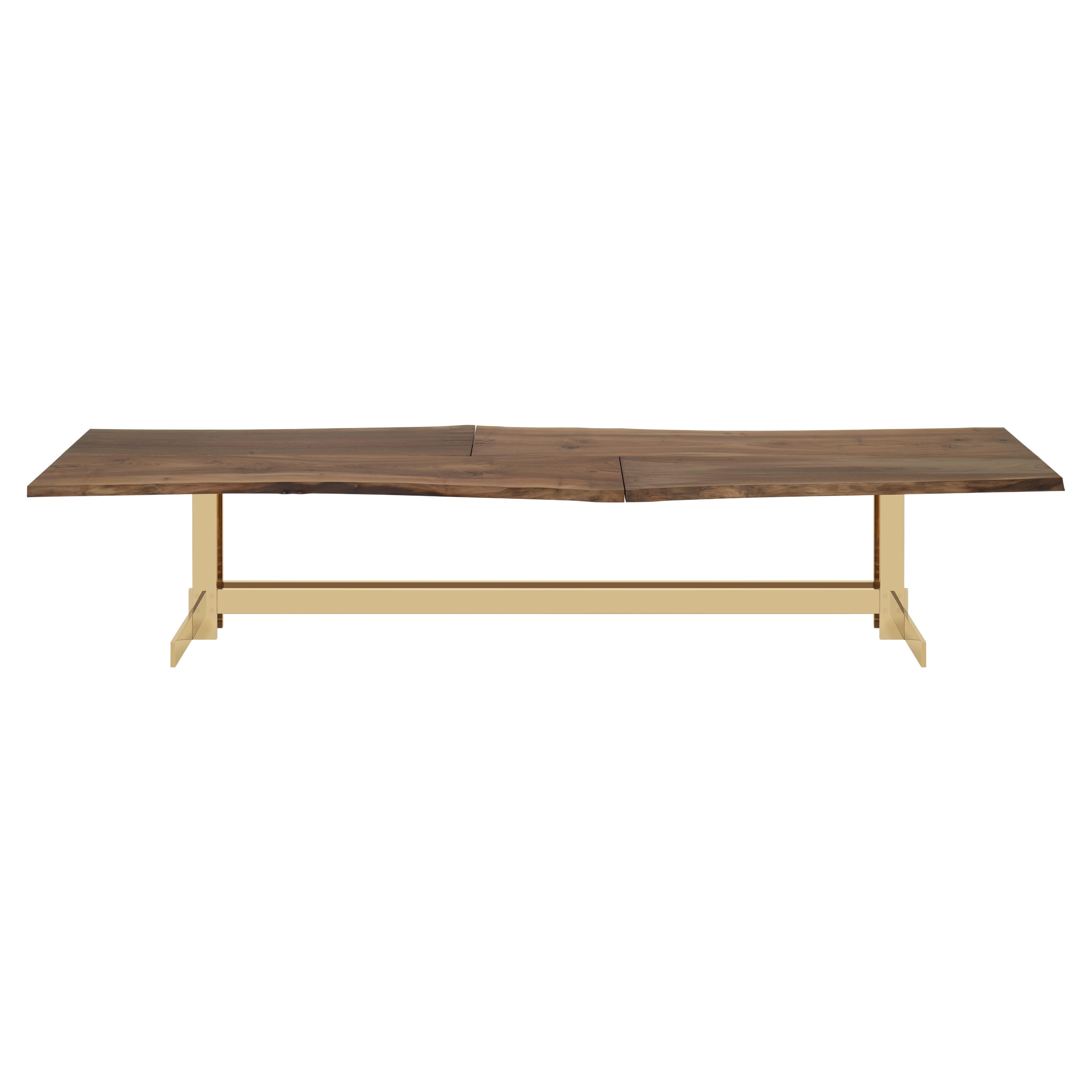 Philipp Mainzer Trunk II Table in Walnut and Polished Brass for E15 Selected