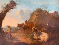 Follower of XVIII century of Rosa da Tivoli . Pastoral scene with shepherd