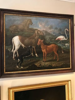 Antique 17th Century Italian Oil Painting of Animals as 'The Four Temperaments'