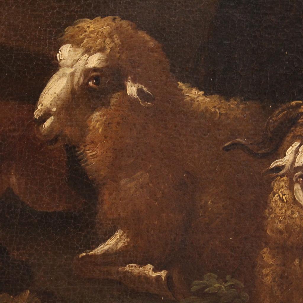pintura al óleo sobre lienzo del siglo XVII Paisaje bucólico con animales, 1680 en venta 10
