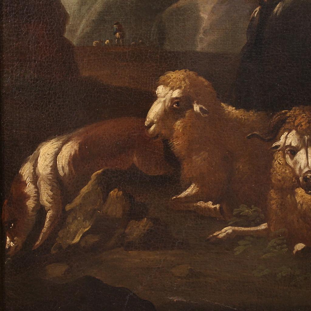 pintura al óleo sobre lienzo del siglo XVII Paisaje bucólico con animales, 1680 en venta 4