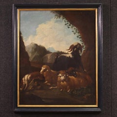 17th Century Oil on Canvas Bucolic Landscape with Animals Painting, 1680