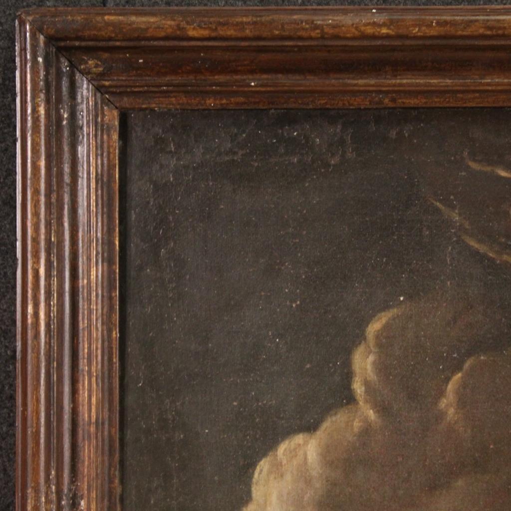 17th Century Oil on Canvas Italian Antique Painting Landscape with Goats, 1680 For Sale 5