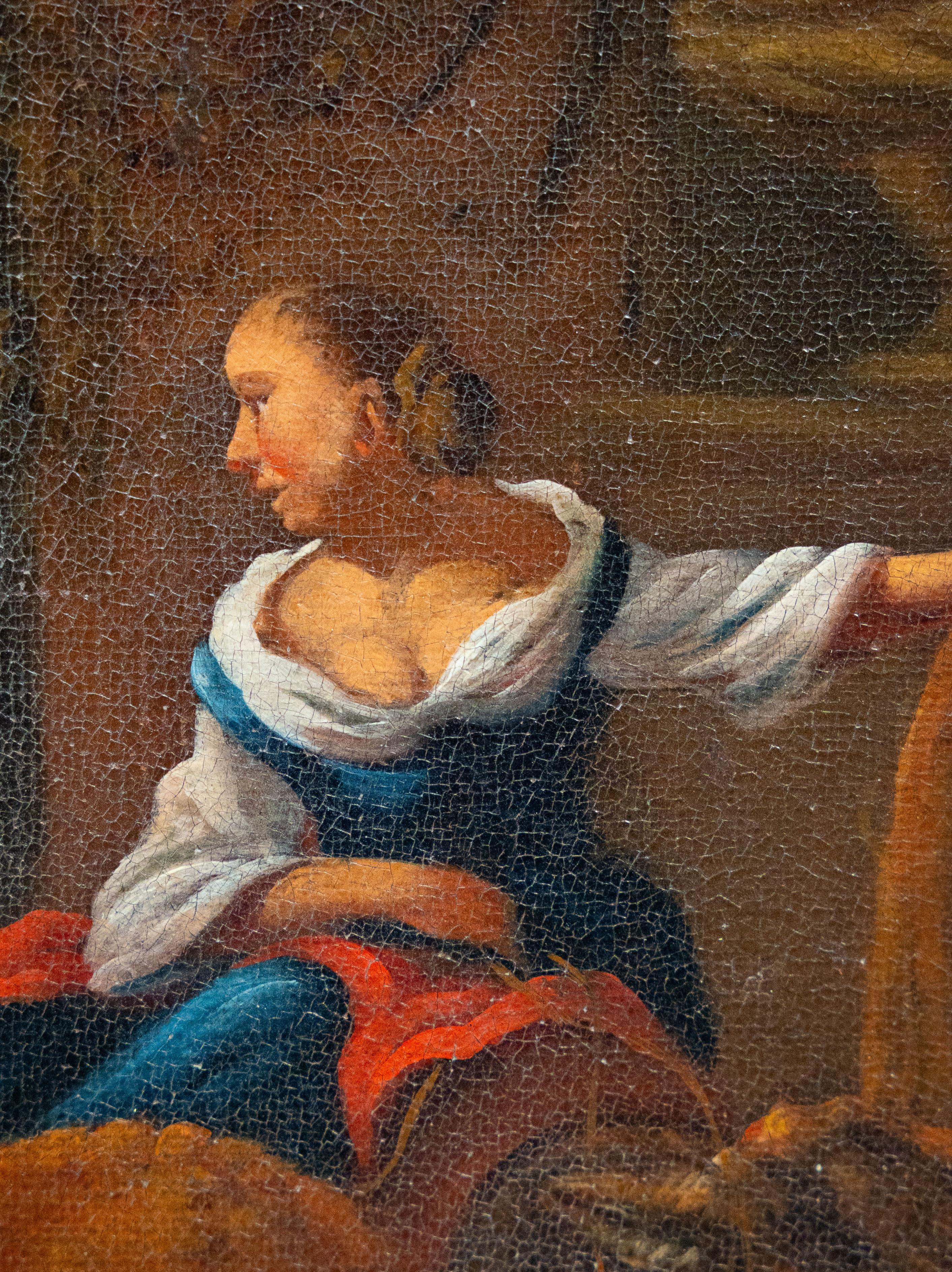 A Sheperdess surrounded by her flock, 17th century – Painting von Philipp Peter Roos (Rosa di Tivoli)