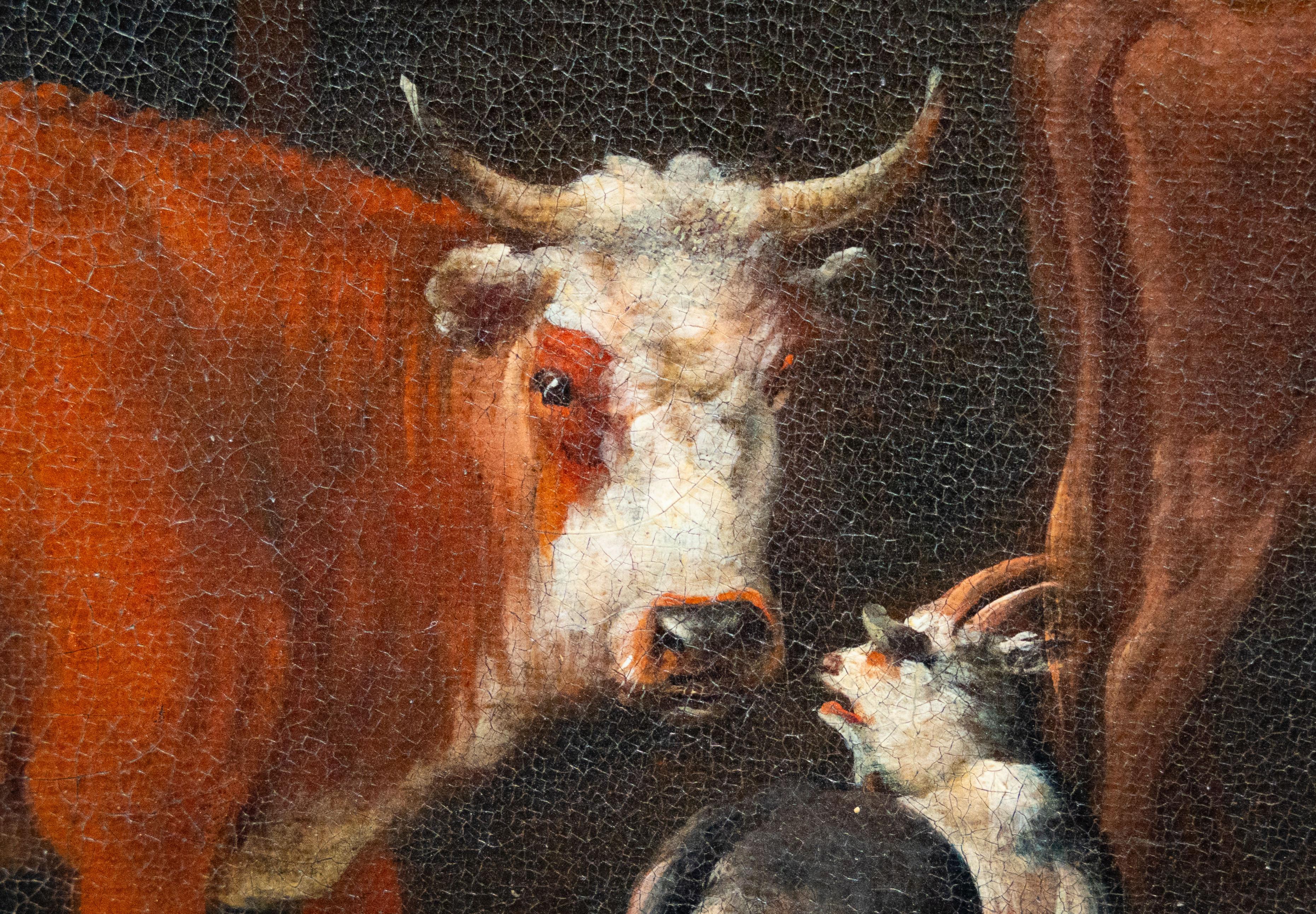 A Sheperdess surrounded by her flock, 17th century (Braun), Landscape Painting, von Philipp Peter Roos (Rosa di Tivoli)