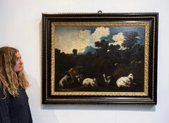 Armenti in front of the old waterfall in Tivoli Oil on Canvas with Frame