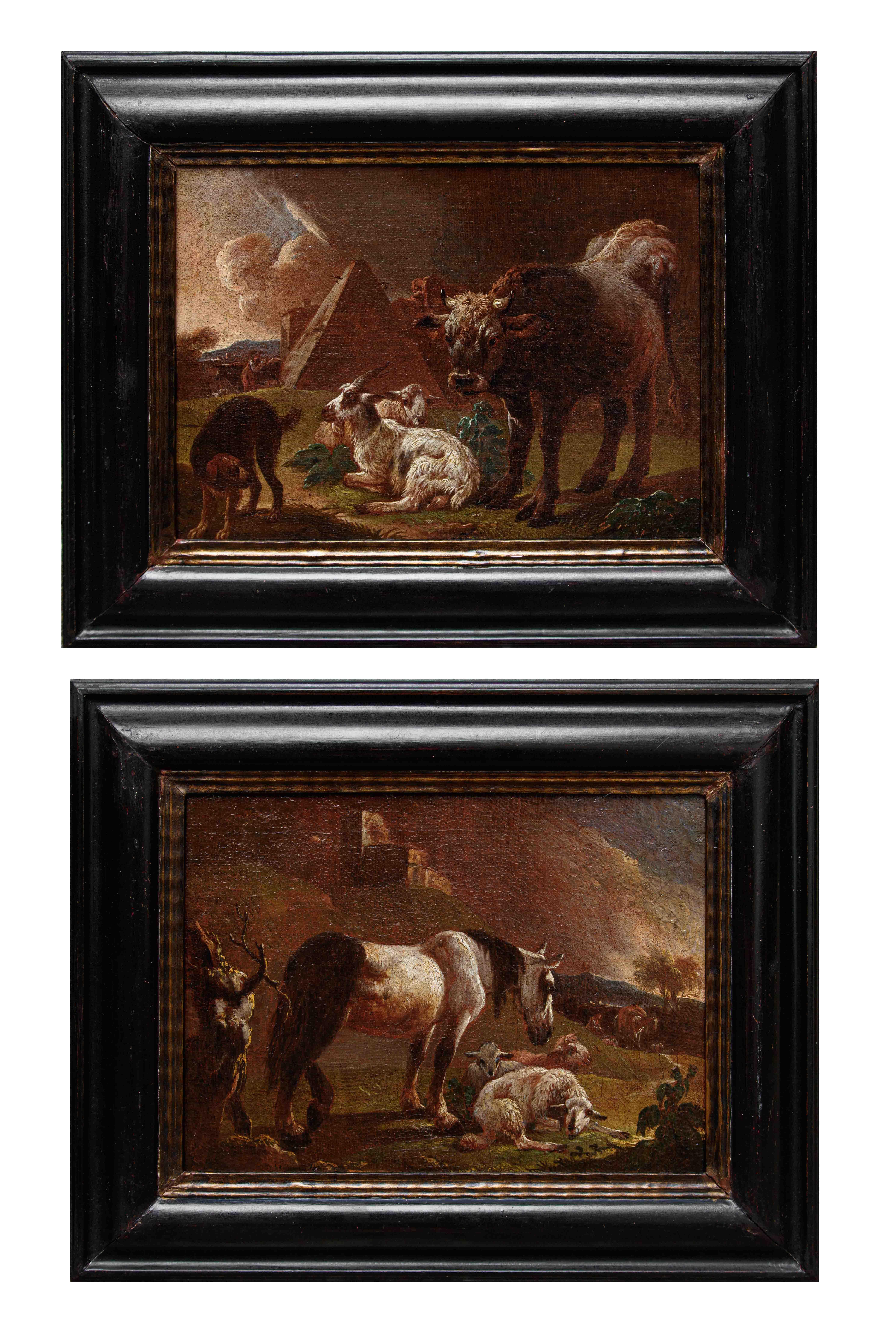 Di Philipp Peter Roos, Campagna romana con armenti in vendita 8
