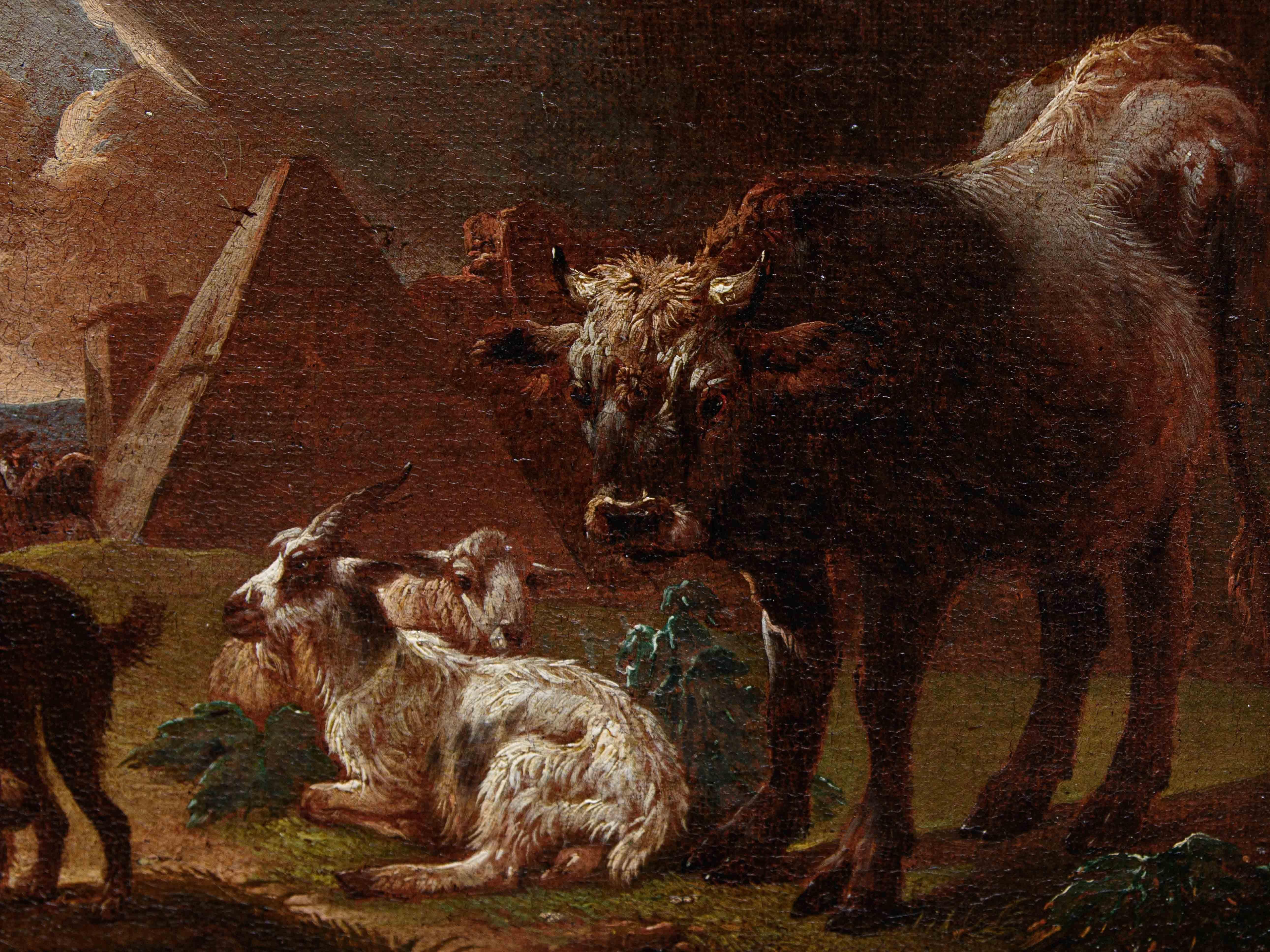 Di Philipp Peter Roos, Campagna romana con armenti - Painting Altro stile artistico di Philipp Peter Roos (Rosa di Tivoli)