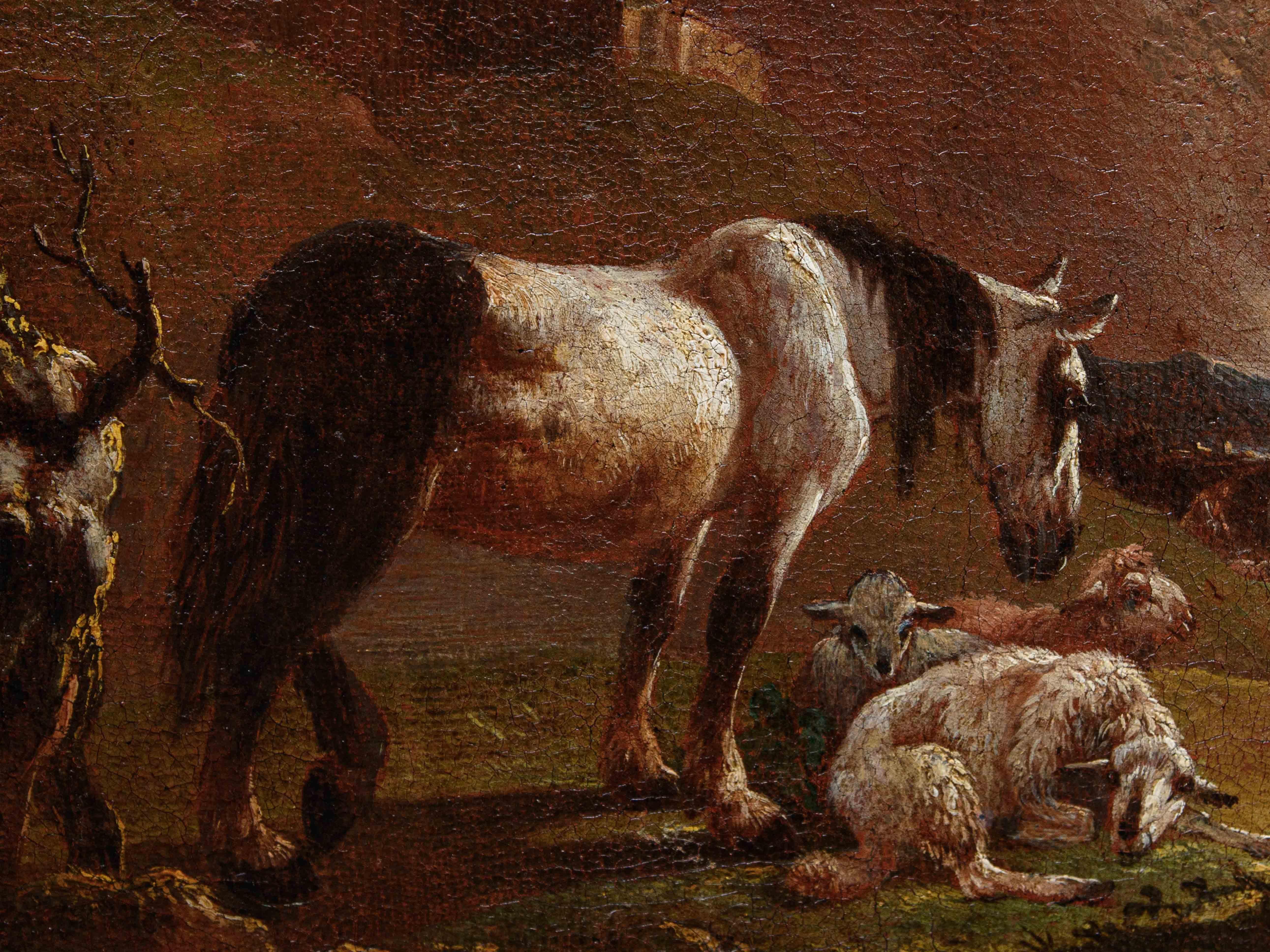 Di Philipp Peter Roos, Campagna romana con armenti in vendita 2